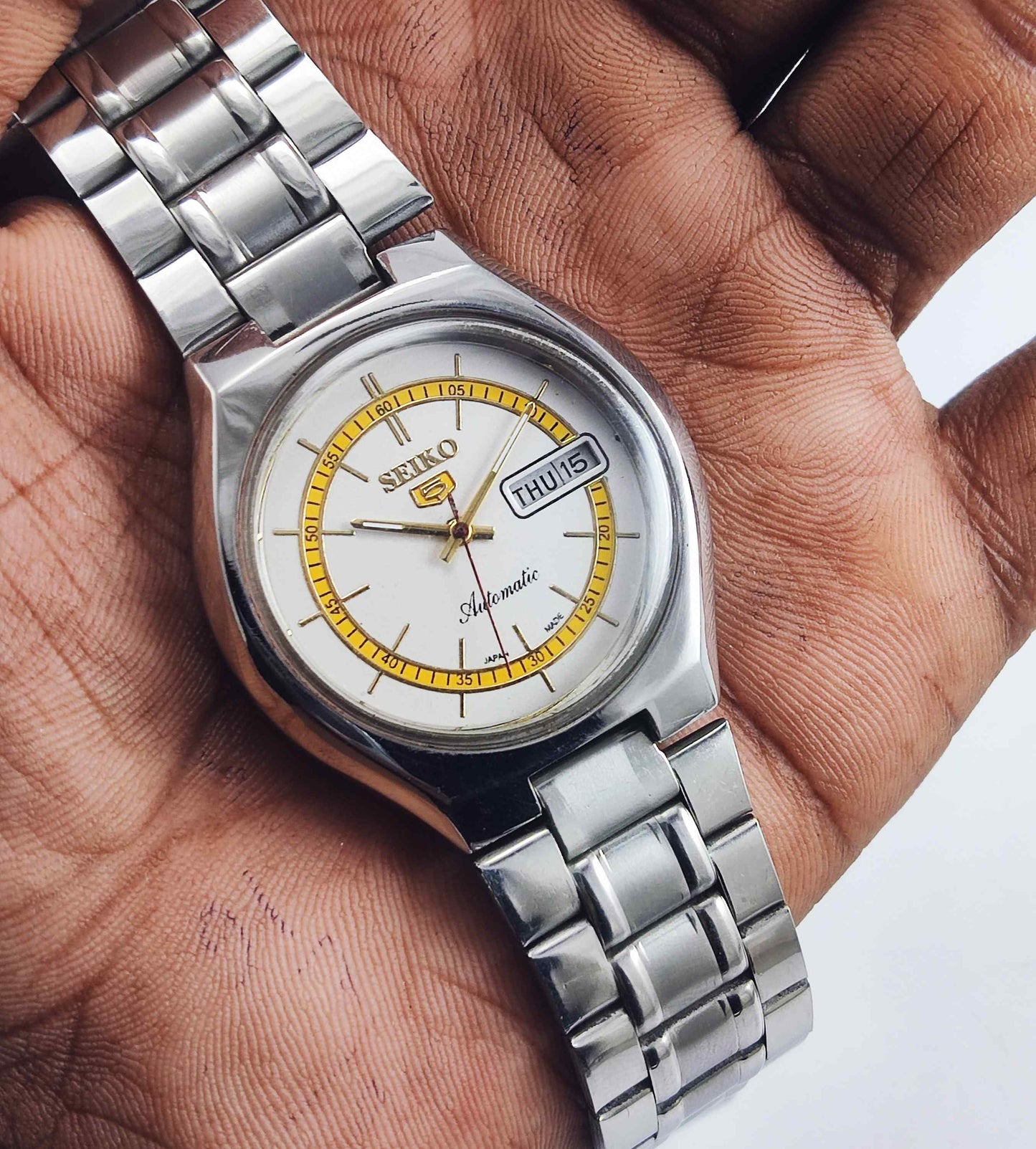 Seiko 5 Automatic-6319A White Color Dial 21 Jewels Day Date Men's Wrist Watch Discover-Diamonds