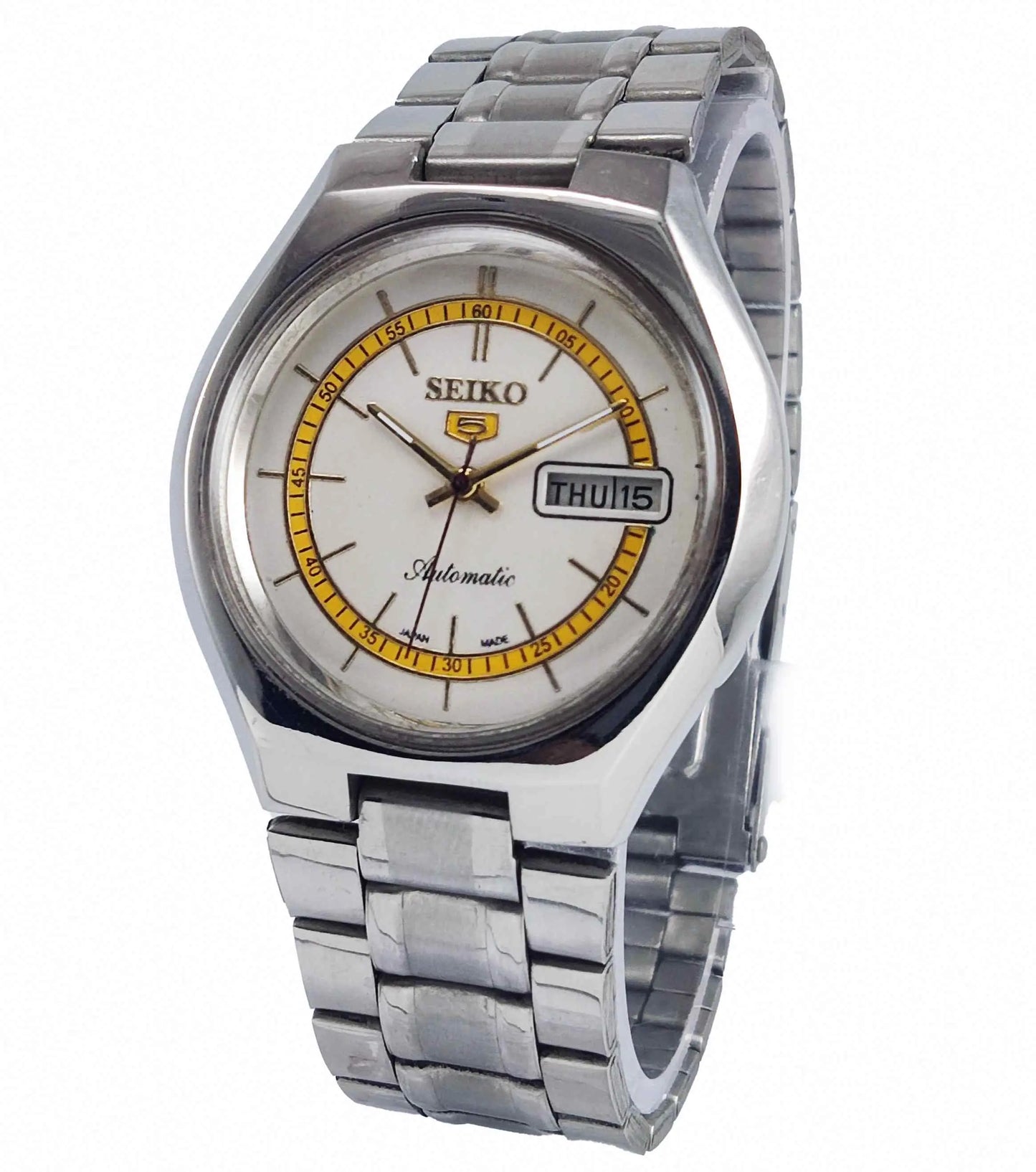 Seiko 5 Automatic-6319A White Color Dial 21 Jewels Day Date Men's Wrist Watch Discover-Diamonds