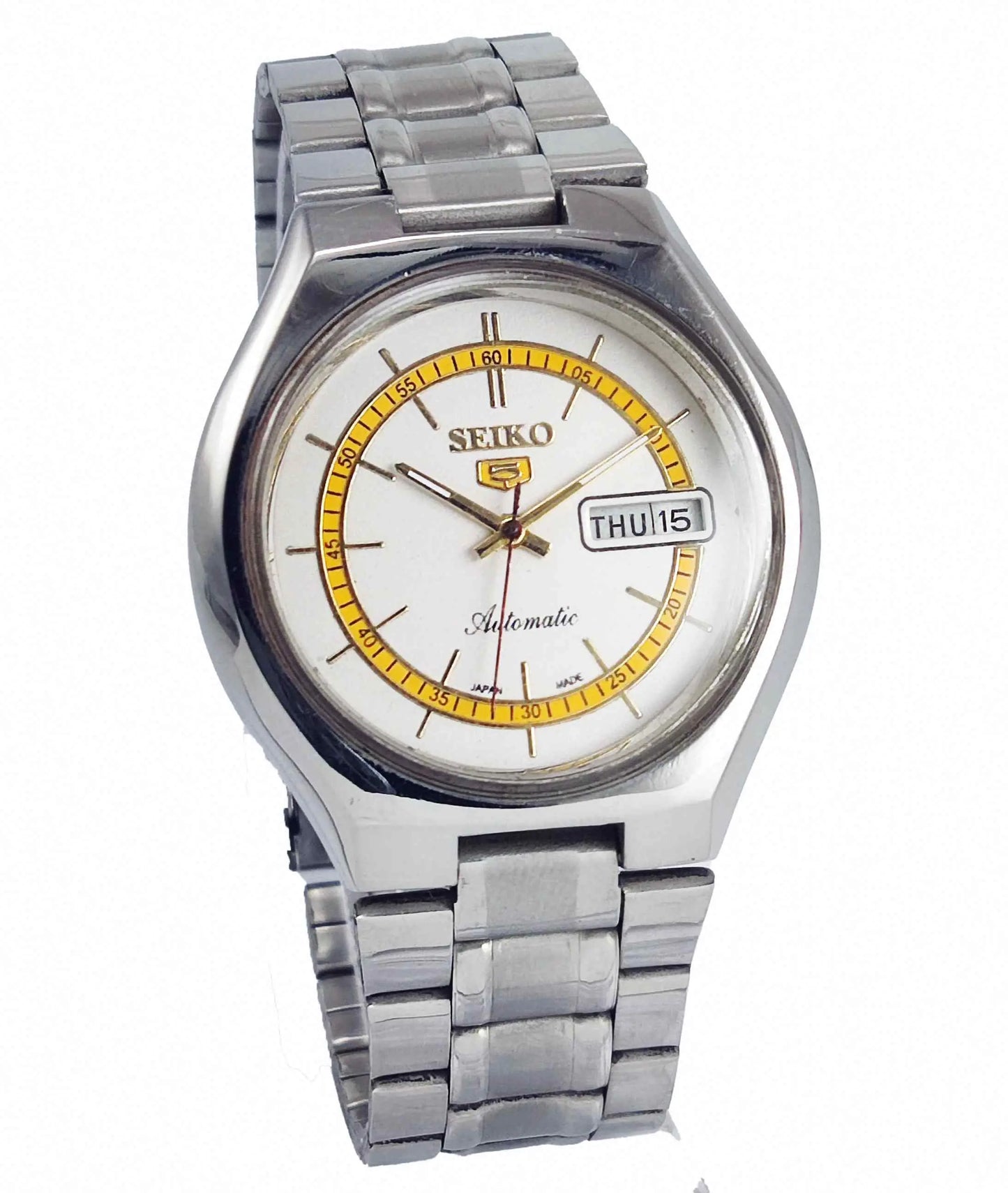 Seiko 5 Automatic-6319A White Color Dial 21 Jewels Day Date Men's Wrist Watch Discover-Diamonds