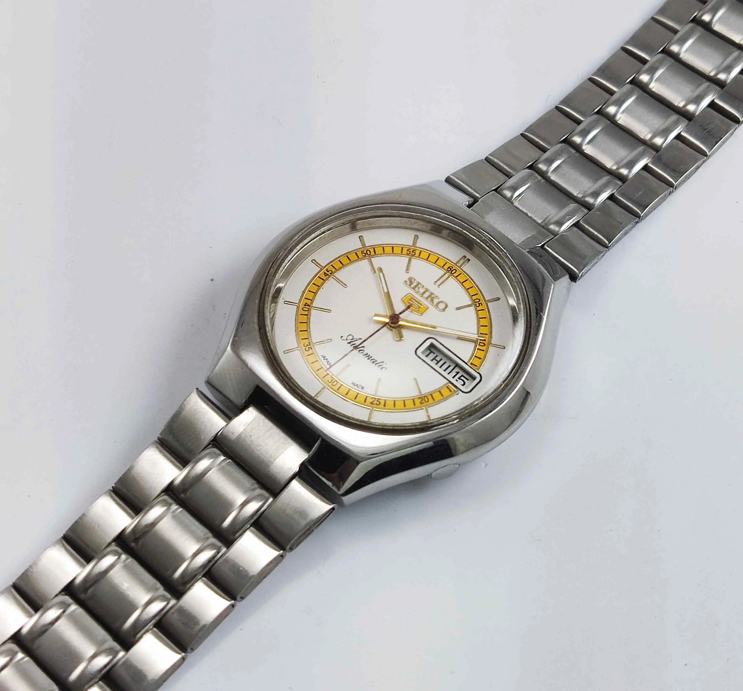 Seiko 5 Automatic-6319A White Color Dial 21 Jewels Day Date Men's Wrist Watch Discover-Diamonds