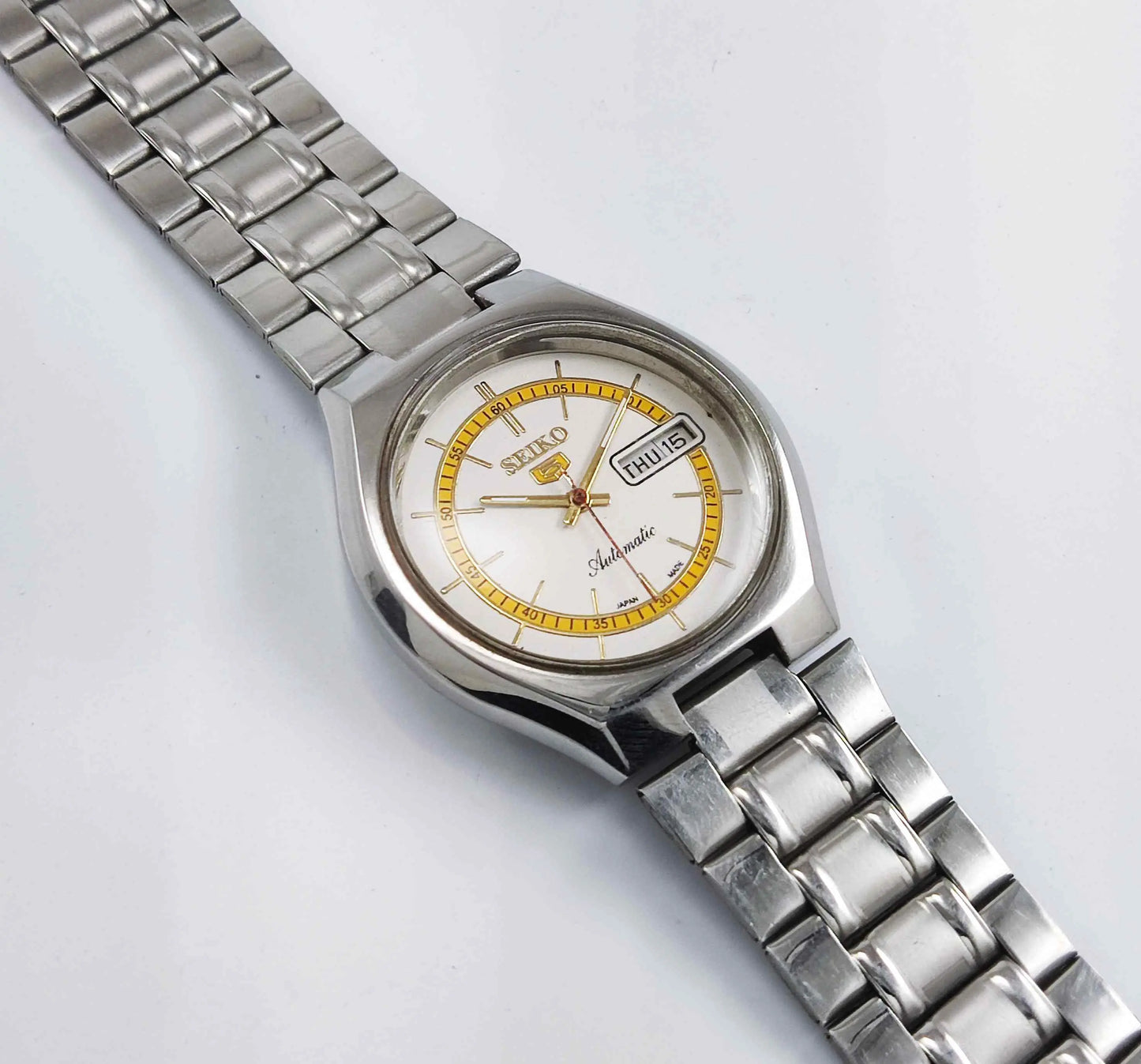 Seiko 5 Automatic-6319A White Color Dial 21 Jewels Day Date Men's Wrist Watch Discover-Diamonds