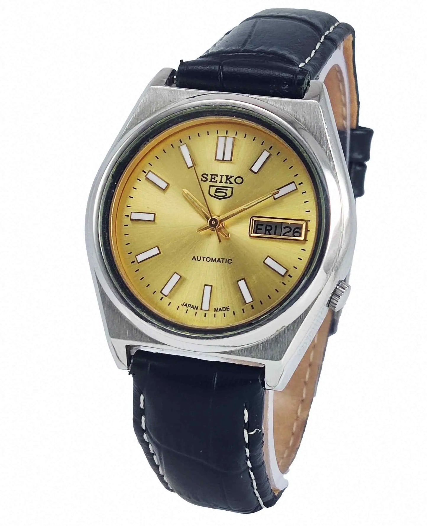 Seiko 5 Automatic 7009A Golden Dial 17 Jewels Men's Watch Discover-Diamonds
