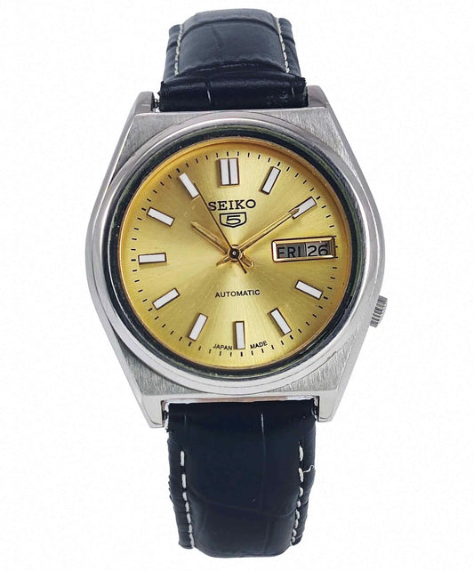 Seiko 5 Automatic 7009A Golden Dial 17 Jewels Men's Watch Discover-Diamonds