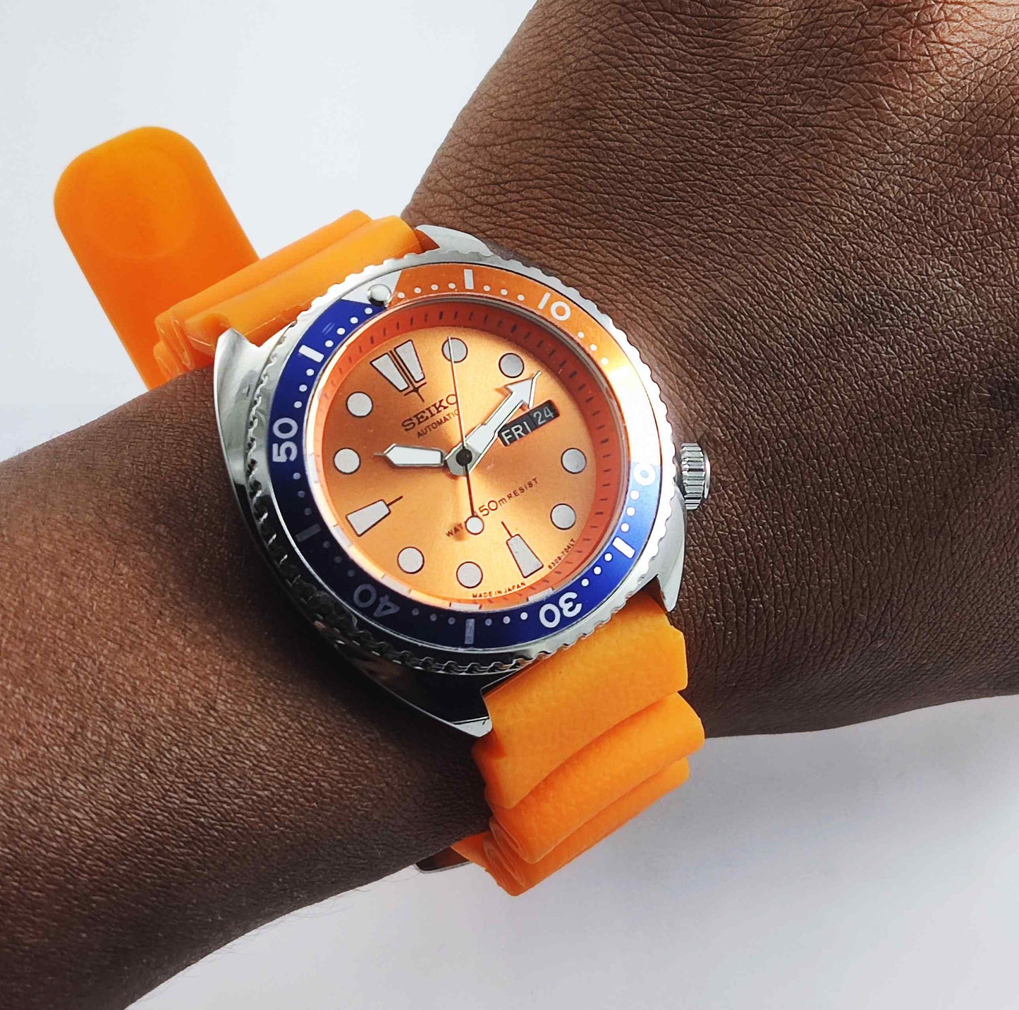 Seiko Automatic 6309A Orange Dial 17 Jewels Men's Sports Watch Discover-Diamonds