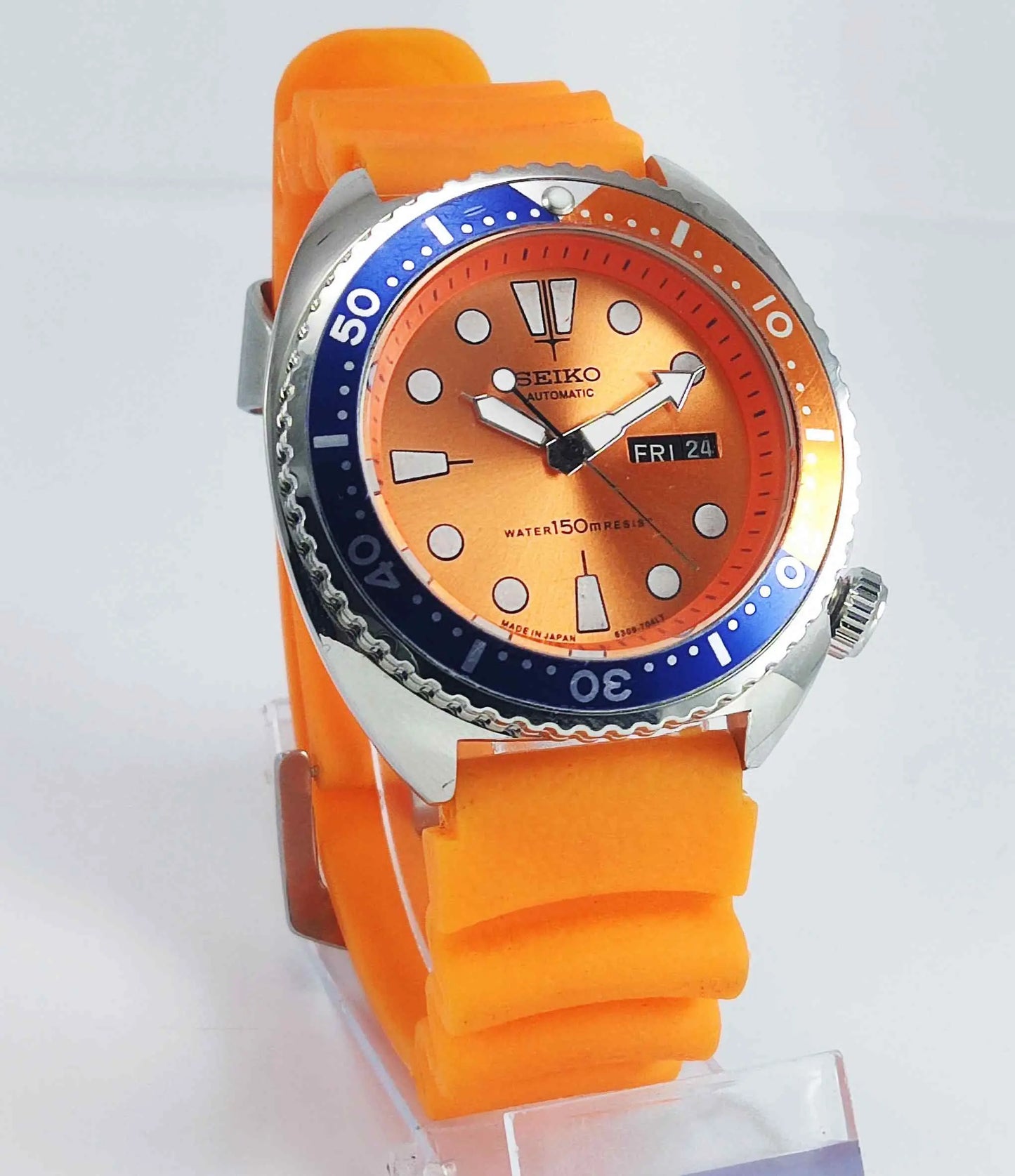 Seiko Automatic 6309A Orange Dial 17 Jewels Men's Sports Watch Discover-Diamonds