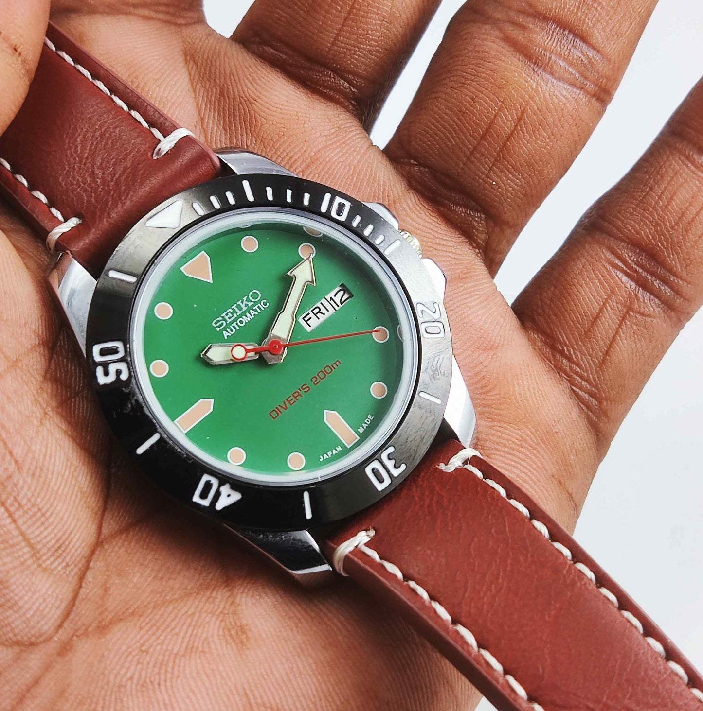 Seiko Automatic 6319A Green Dial 21 Jewels Men's Sports Watch Discover-Diamonds