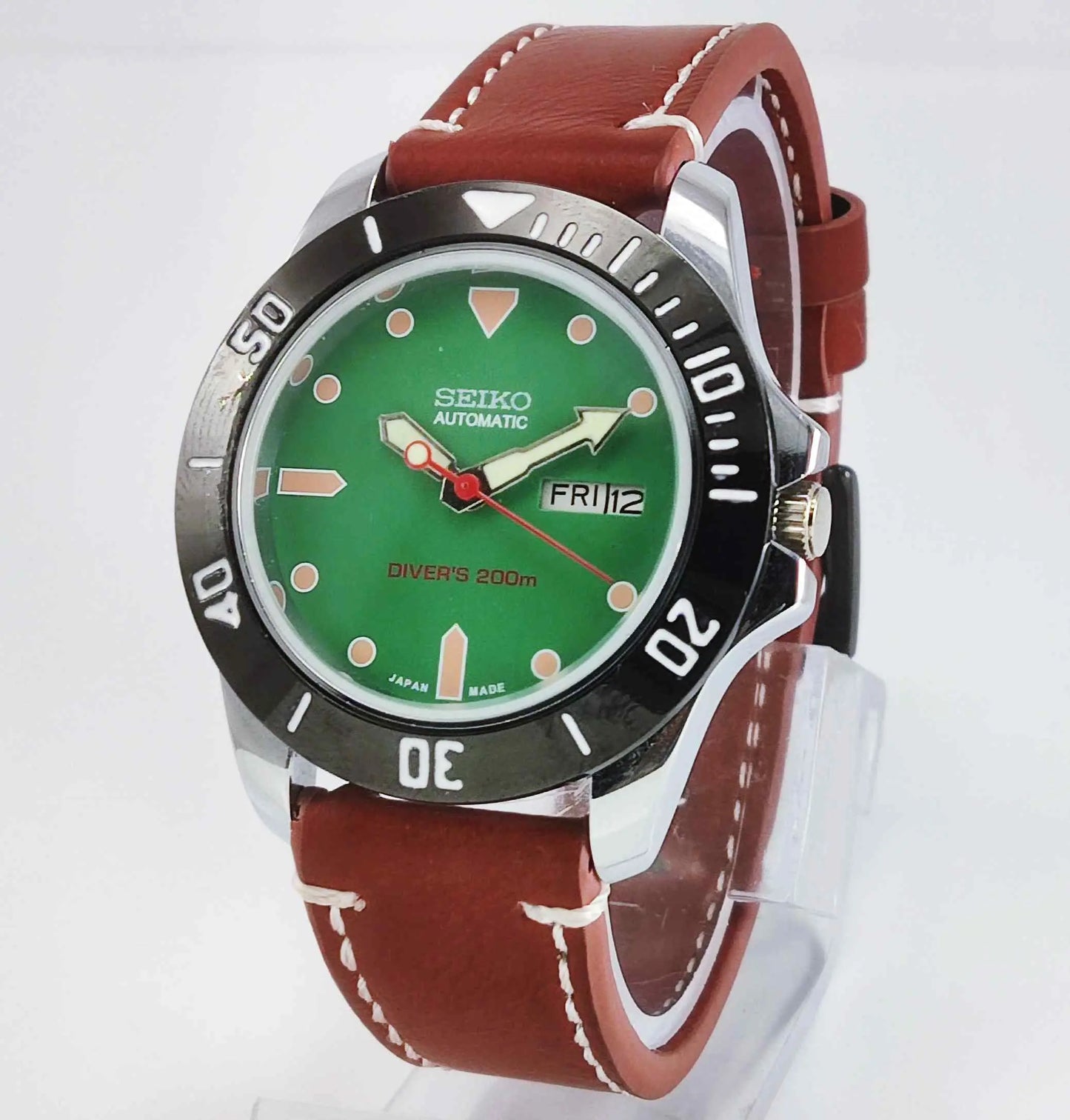 Seiko Automatic 6319A Green Dial 21 Jewels Men's Sports Watch Discover-Diamonds