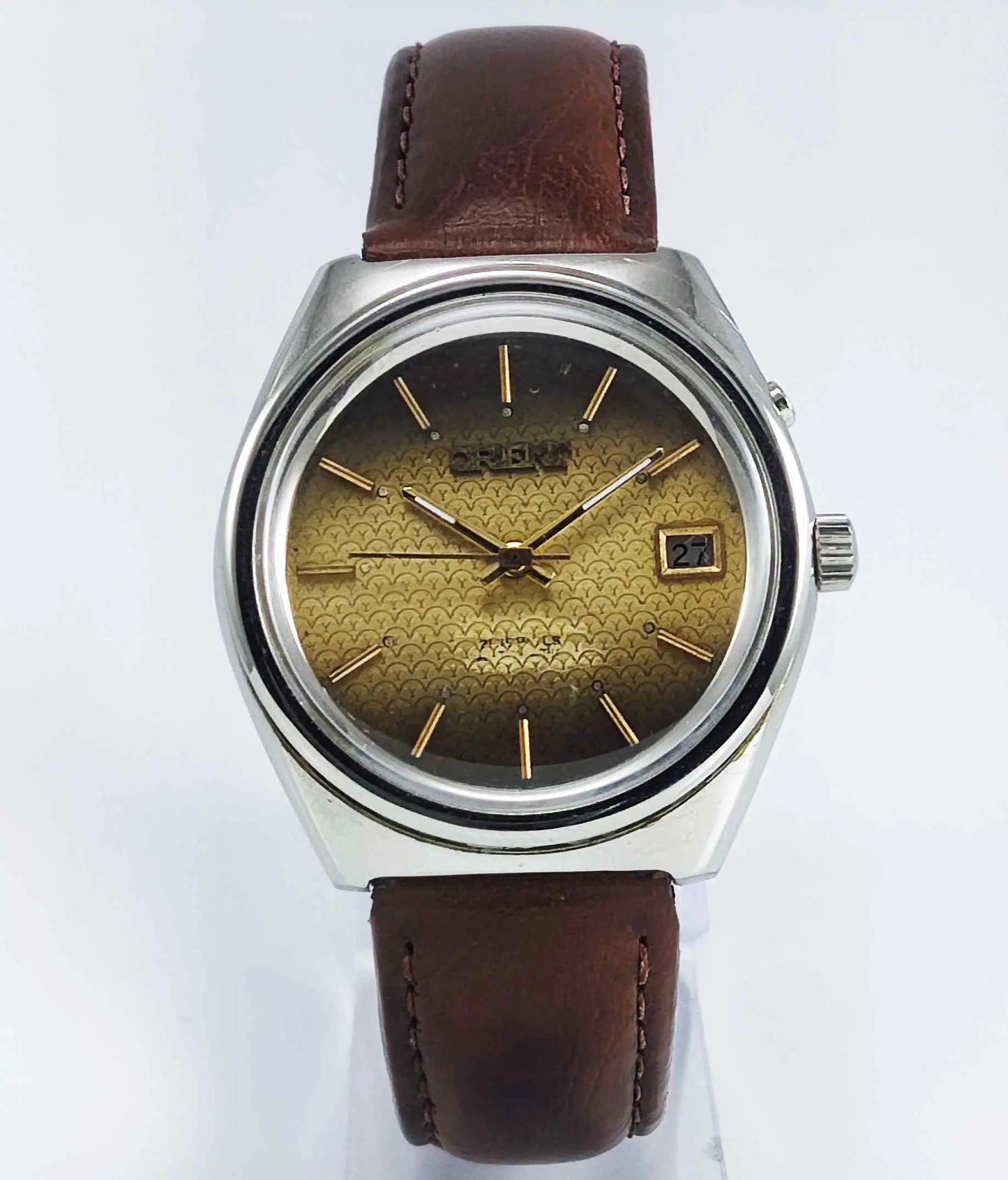 Orient 48320 Brown Dial 17 Jewels Date Function Men's Watch Discover-Diamonds