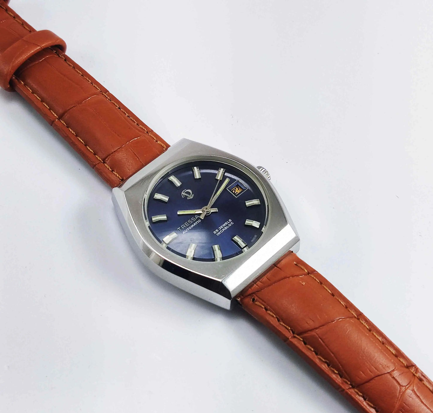 Trassa Automatic 17 Jewels Blue Dial Day Date 2066 Men's Watch Discover-Diamonds