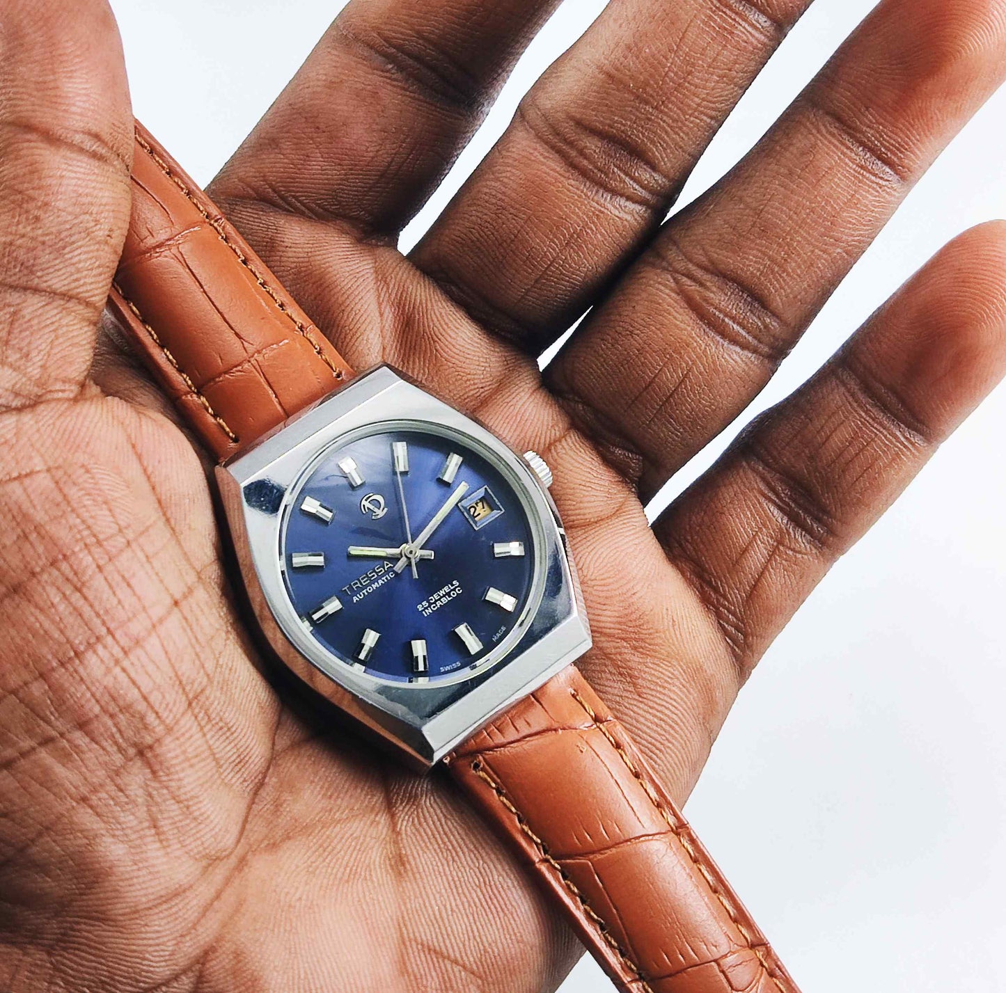 Trassa Automatic 17 Jewels Blue Dial Day Date 2066 Men's Watch Discover-Diamonds