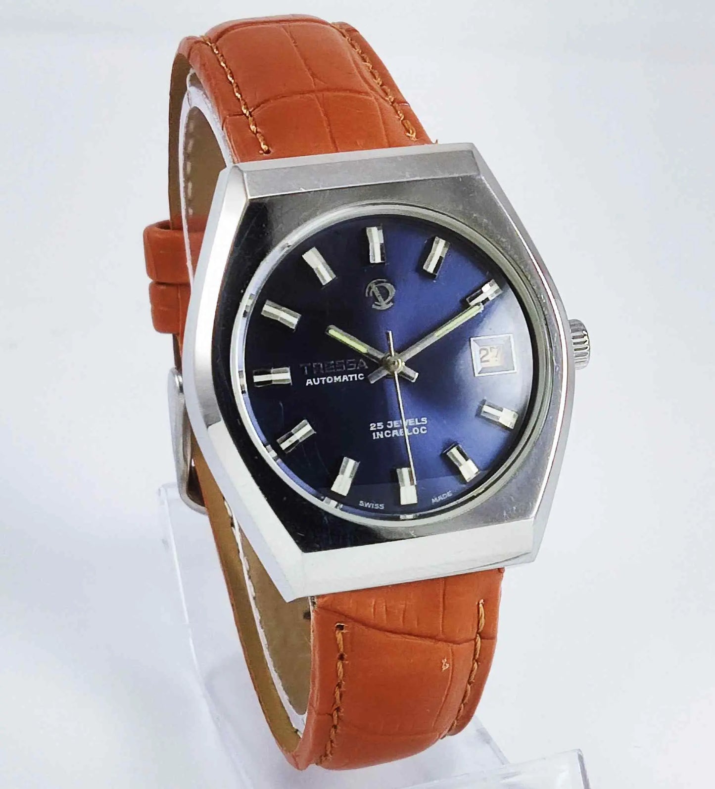 Trassa Automatic 17 Jewels Blue Dial Day Date 2066 Men's Watch Discover-Diamonds