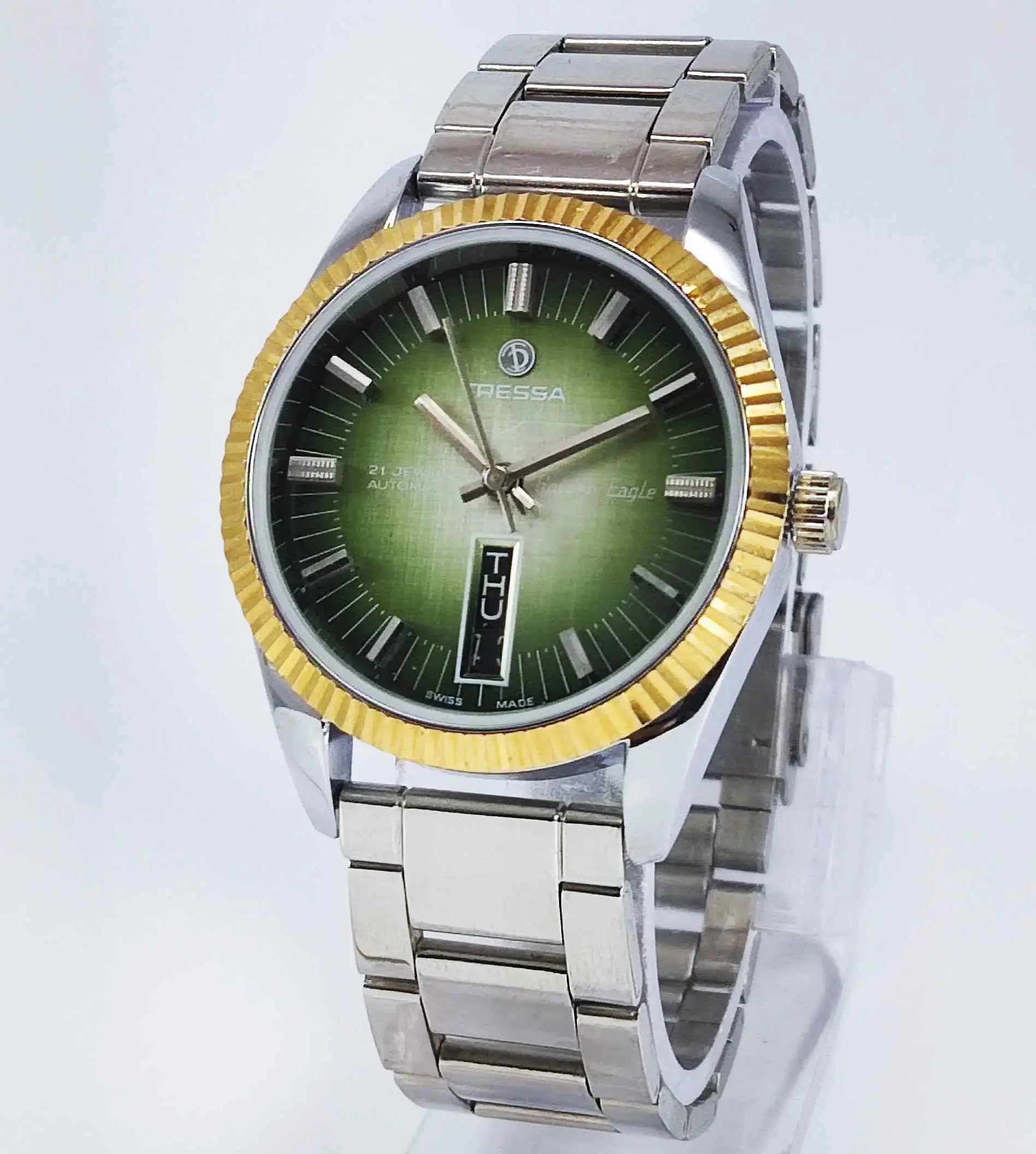 Trassa Automatic 21 Jewels Golden Eagle Green Dial Golden Bezel 2066 Discover-Diamonds