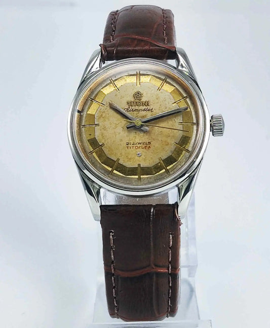 Titoni Airmaster 21 Jewels Titoflex Golden Dial Watch Discover-Diamonds