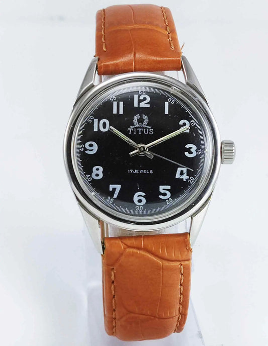 Titus Black Dial 17 Jewels Para Shock Men's Watch Discover-Diamonds