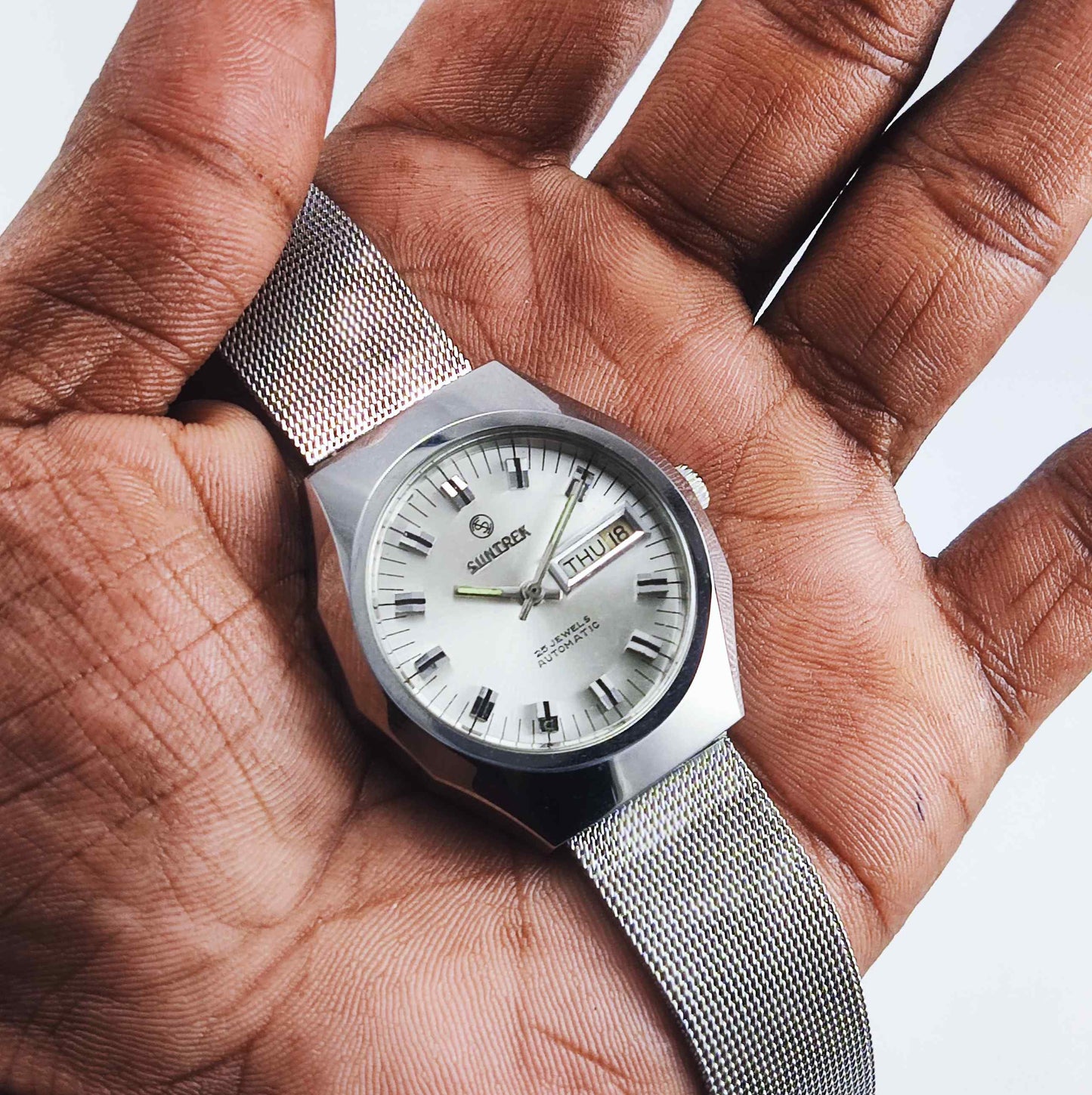 Suntrek Automatic 25 Jewels Silver Dial Day Date Men's Watch Discover-Diamonds