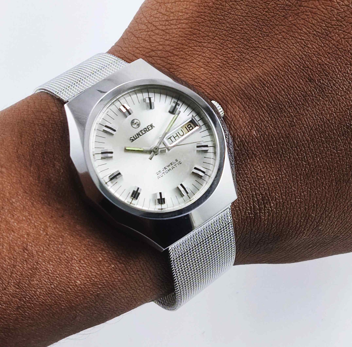 Suntrek Automatic 25 Jewels Silver Dial Day Date Men's Watch Discover-Diamonds