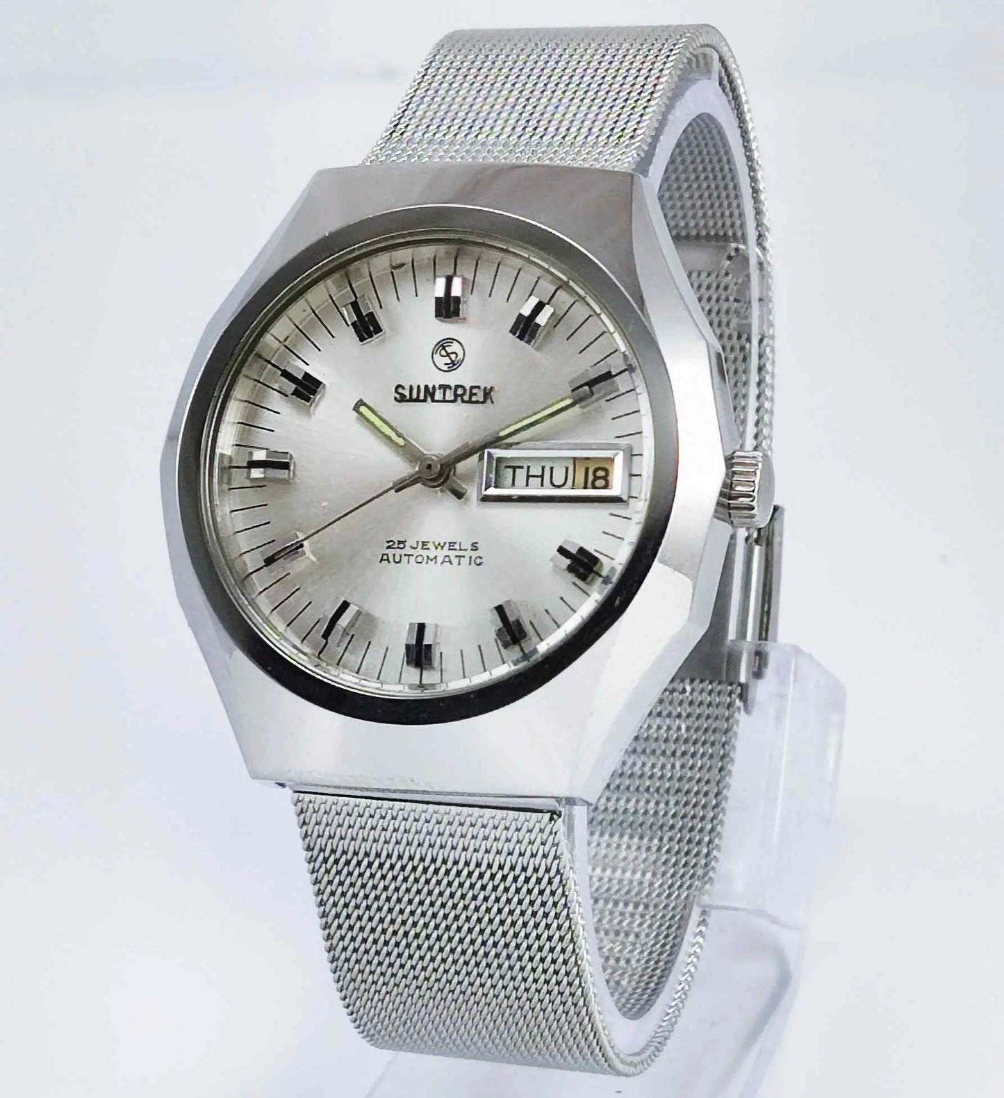 Suntrek Automatic 25 Jewels Silver Dial Day Date Men's Watch Discover-Diamonds