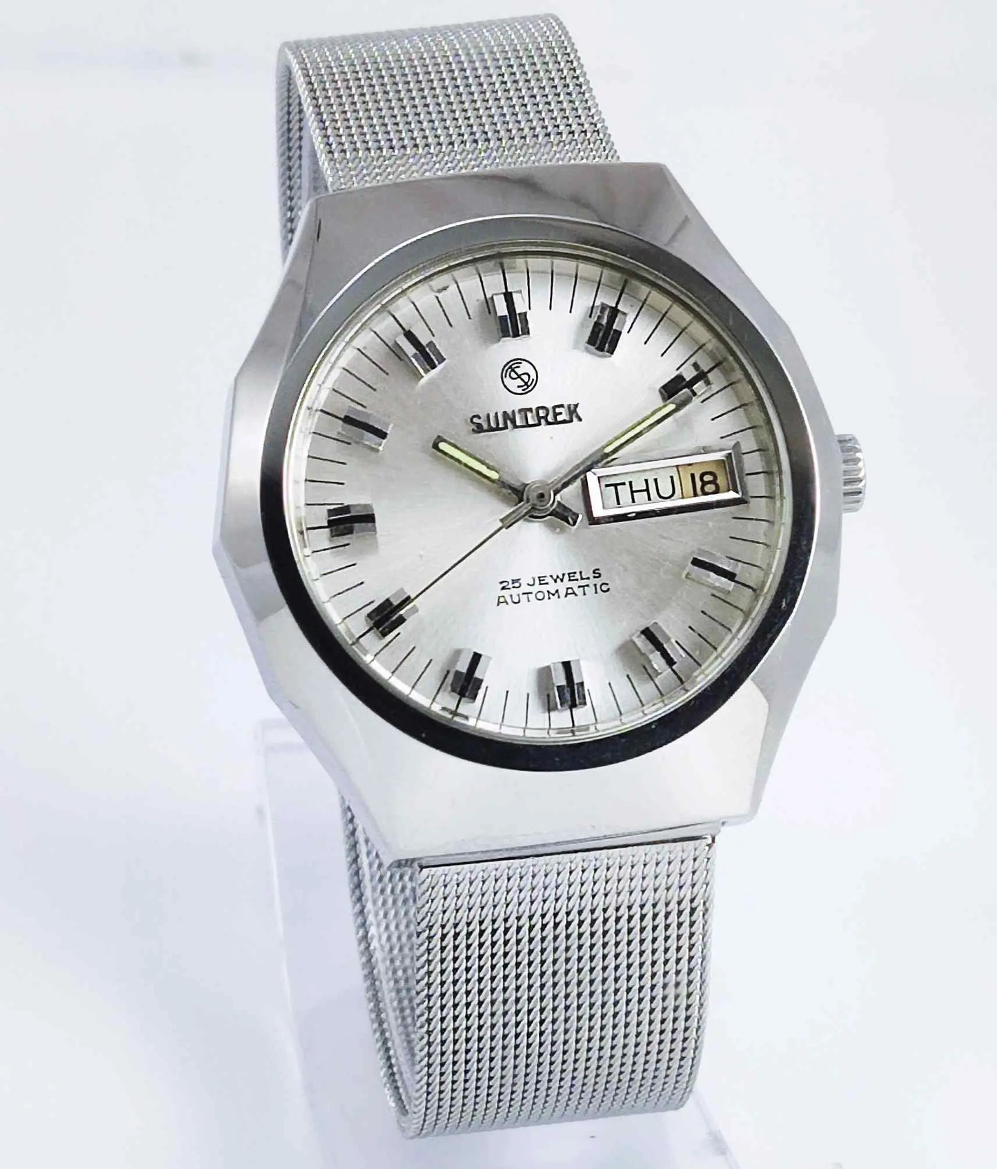 Suntrek Automatic 25 Jewels Silver Dial Day Date Men's Watch Discover-Diamonds