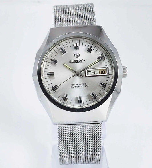 Suntrek Automatic 25 Jewels Silver Dial Day Date Men's Watch Discover-Diamonds