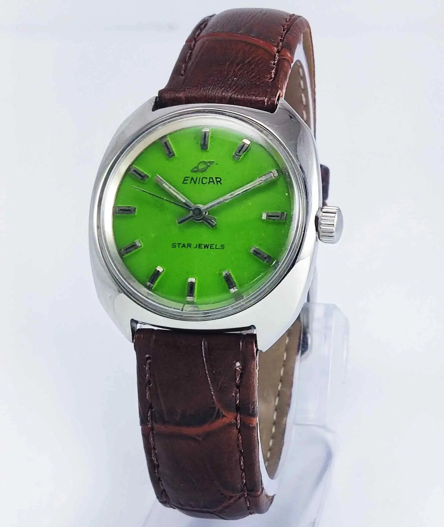 Enicar Star Jewels With 25 Jewels Lime green Dial Men's Watch Discover-Diamonds