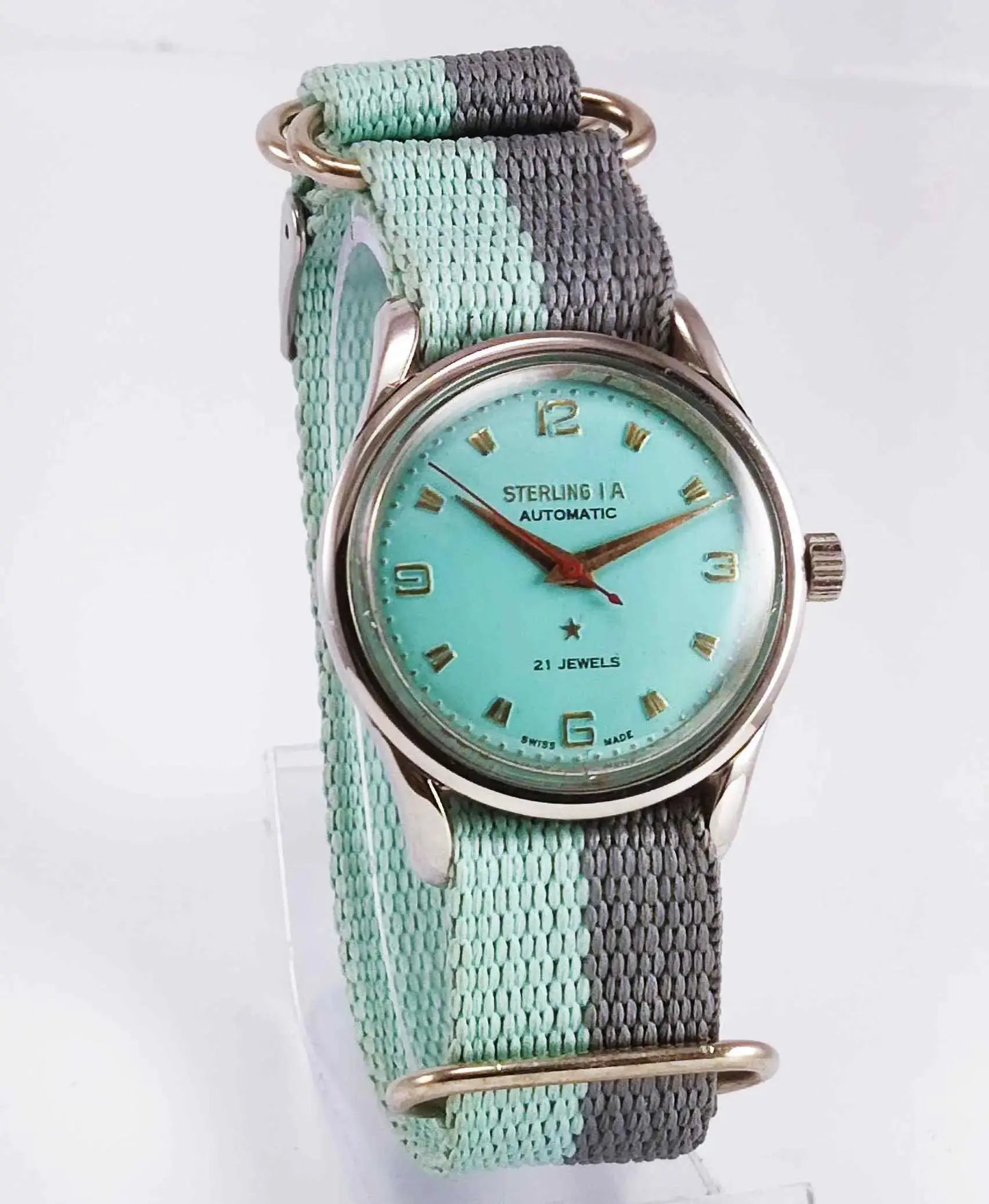 Genuine Sterling A Modified Turquoise Color Dail 17 Jewels Swiss Made Watch Discover-Diamonds