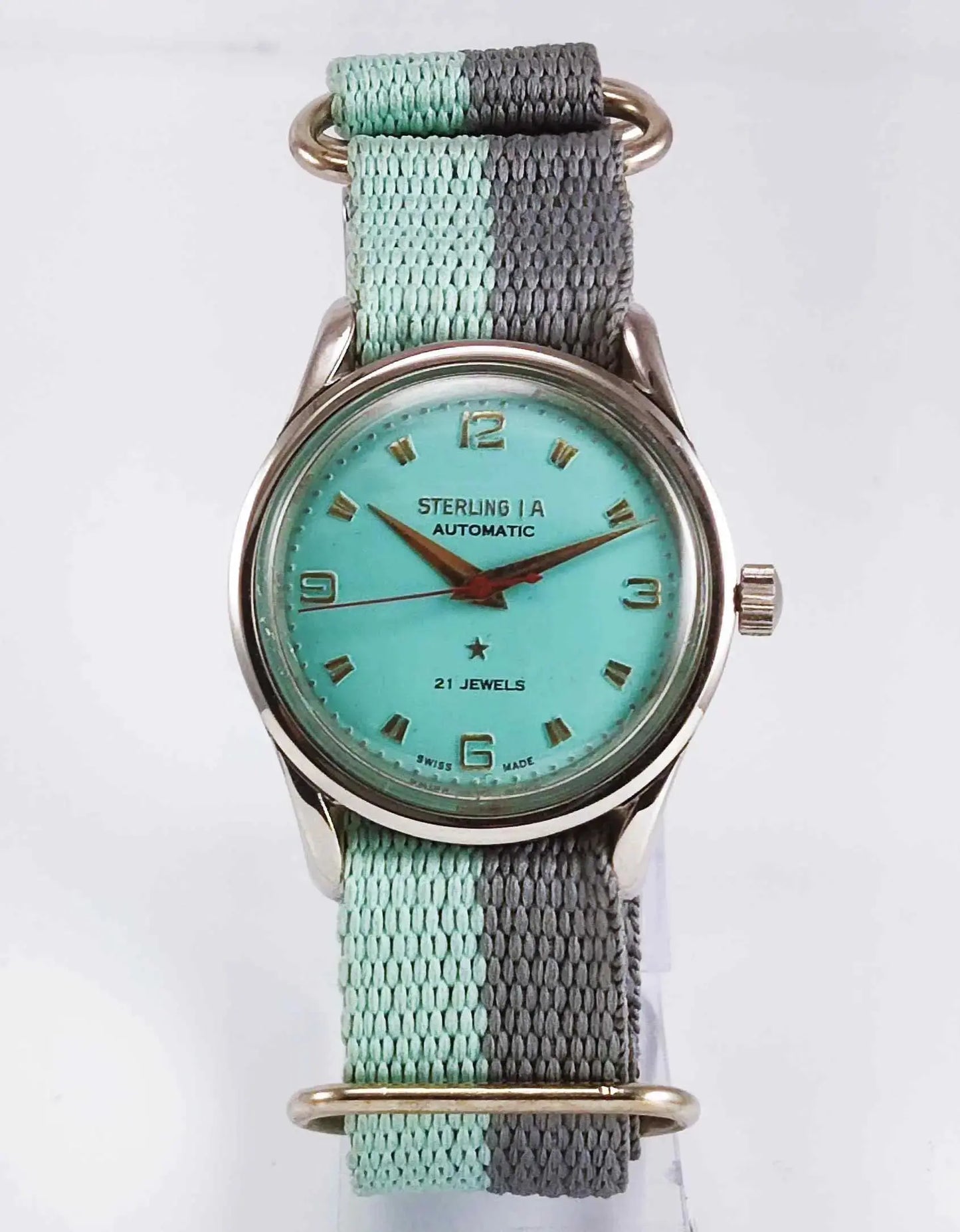 Genuine Sterling A Modified Turquoise Color Dail 17 Jewels Swiss Made Watch Discover-Diamonds