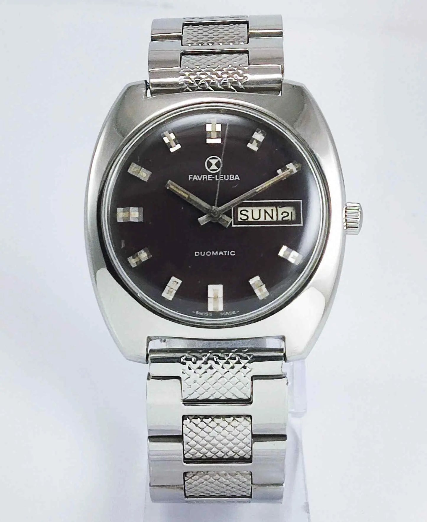 Favre Leuba Duomatic 908 Dark Brown Dial Automatic 17 Jewels Men's Watch Discover-Diamonds