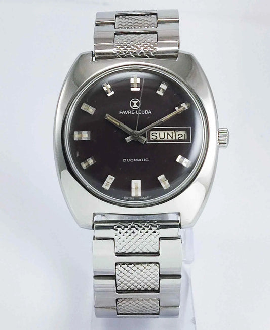 Favre Leuba Duomatic 908 Dark Brown Dial Automatic 17 Jewels Men's Watch Discover-Diamonds