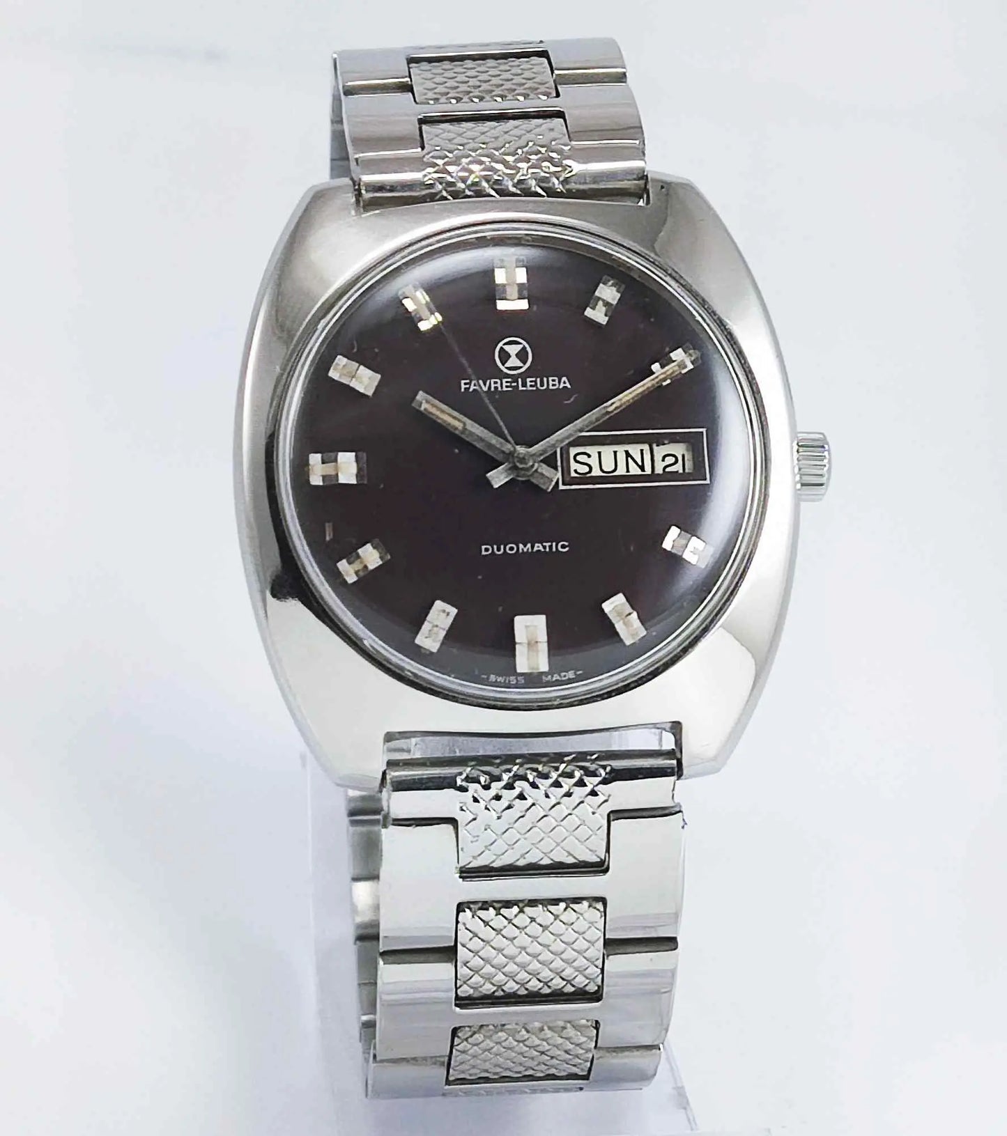 Favre Leuba Duomatic 908 Dark Brown Dial Automatic 17 Jewels Men's Watch Discover-Diamonds