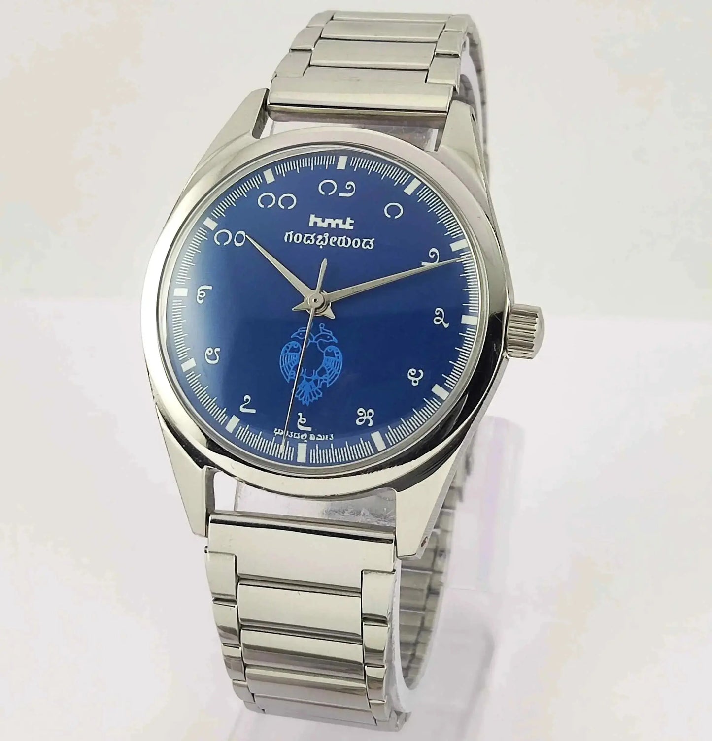 HMT Gandaberunda Kannada Numerals 17 Jewels Blue Dial Handwinding Men's Watch 0231 Discover-Diamonds
