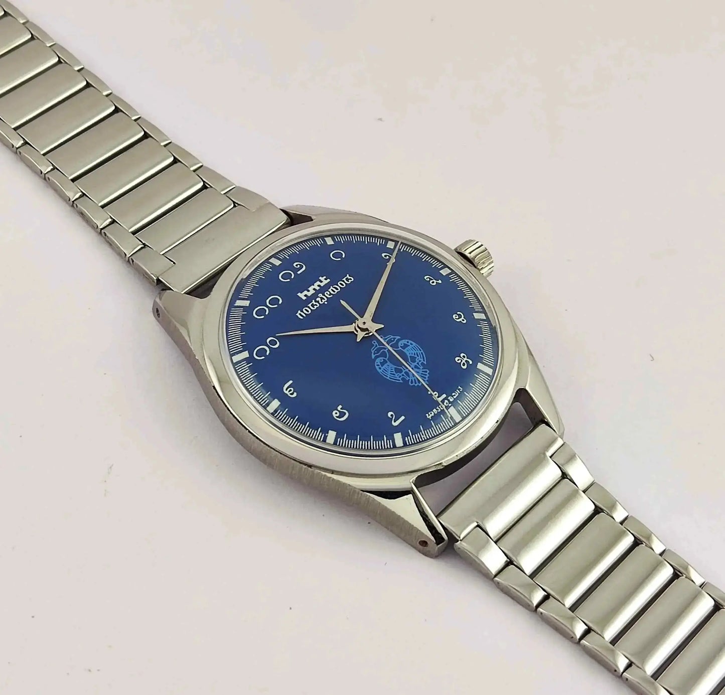 HMT Gandaberunda Kannada Numerals 17 Jewels Blue Dial Handwinding Men's Watch 0231 Discover-Diamonds