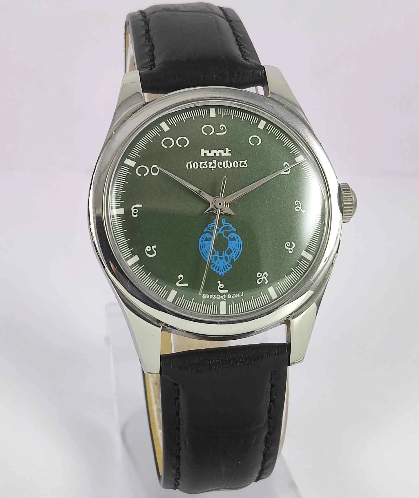 HMT Gandaberunda Kannada Numerals 17 Jewels Para Shock Green Dial Handwinding Men's Watch 0231