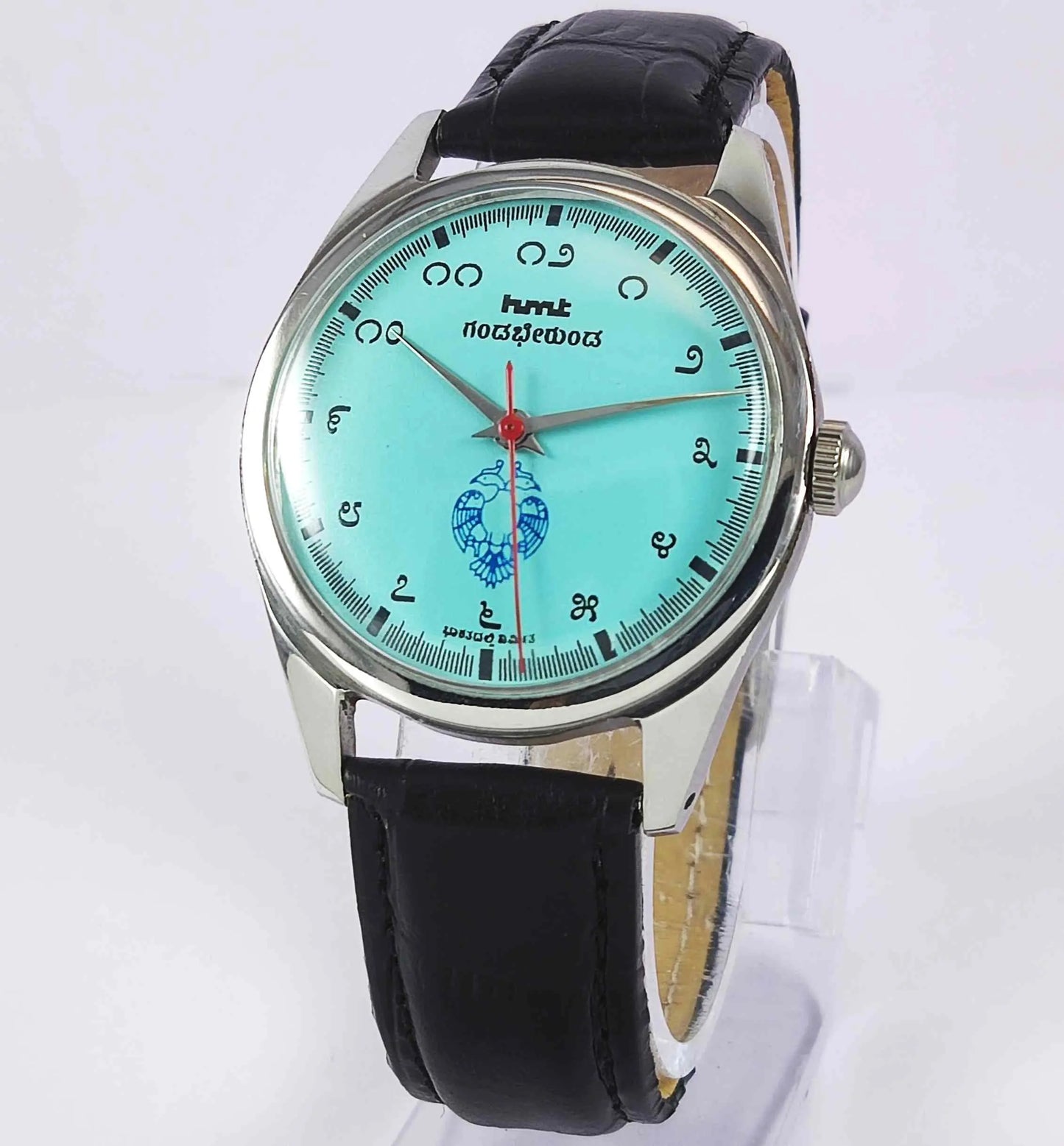 HMT Gandaberunda Kannada Numerals 17 Jewels Turquoise Dial Handwinding Men's Watch 0231 Discover-Diamonds