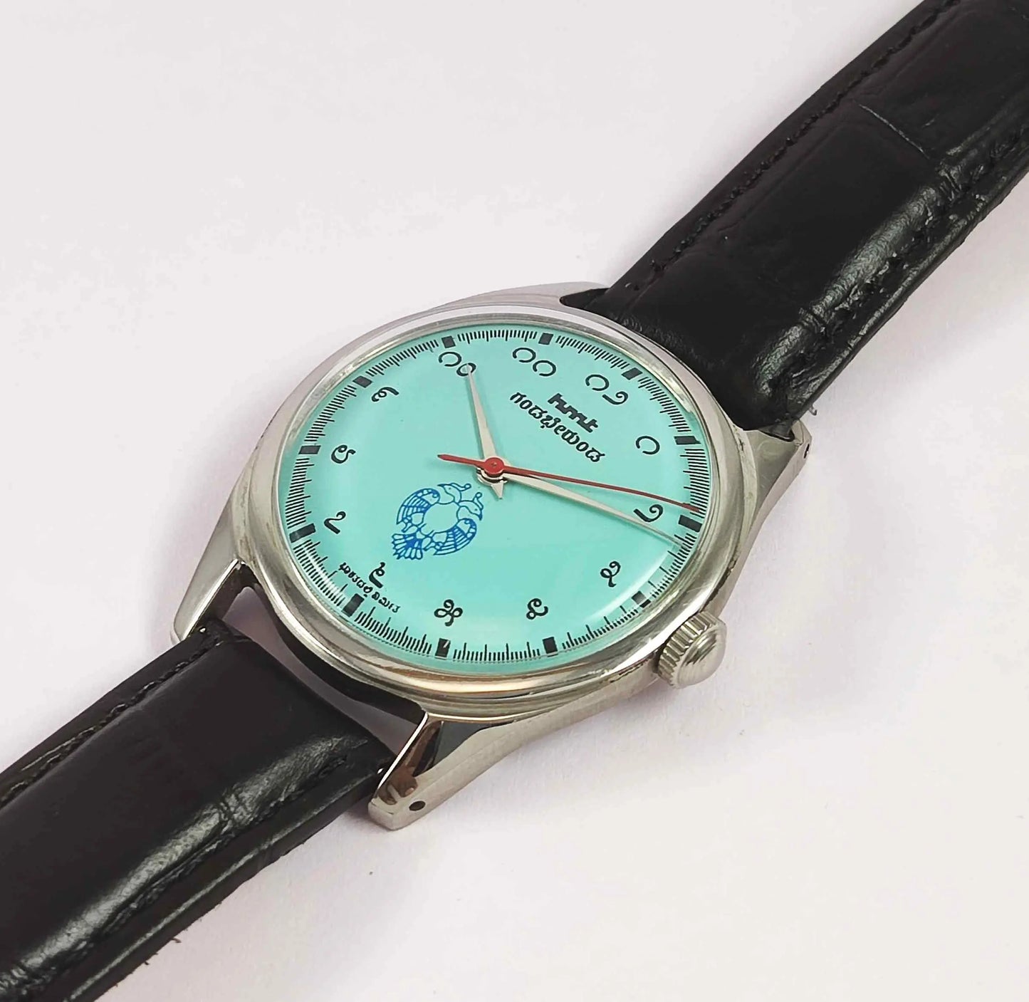 HMT Gandaberunda Kannada Numerals 17 Jewels Turquoise Dial Handwinding Men's Watch 0231 Discover-Diamonds