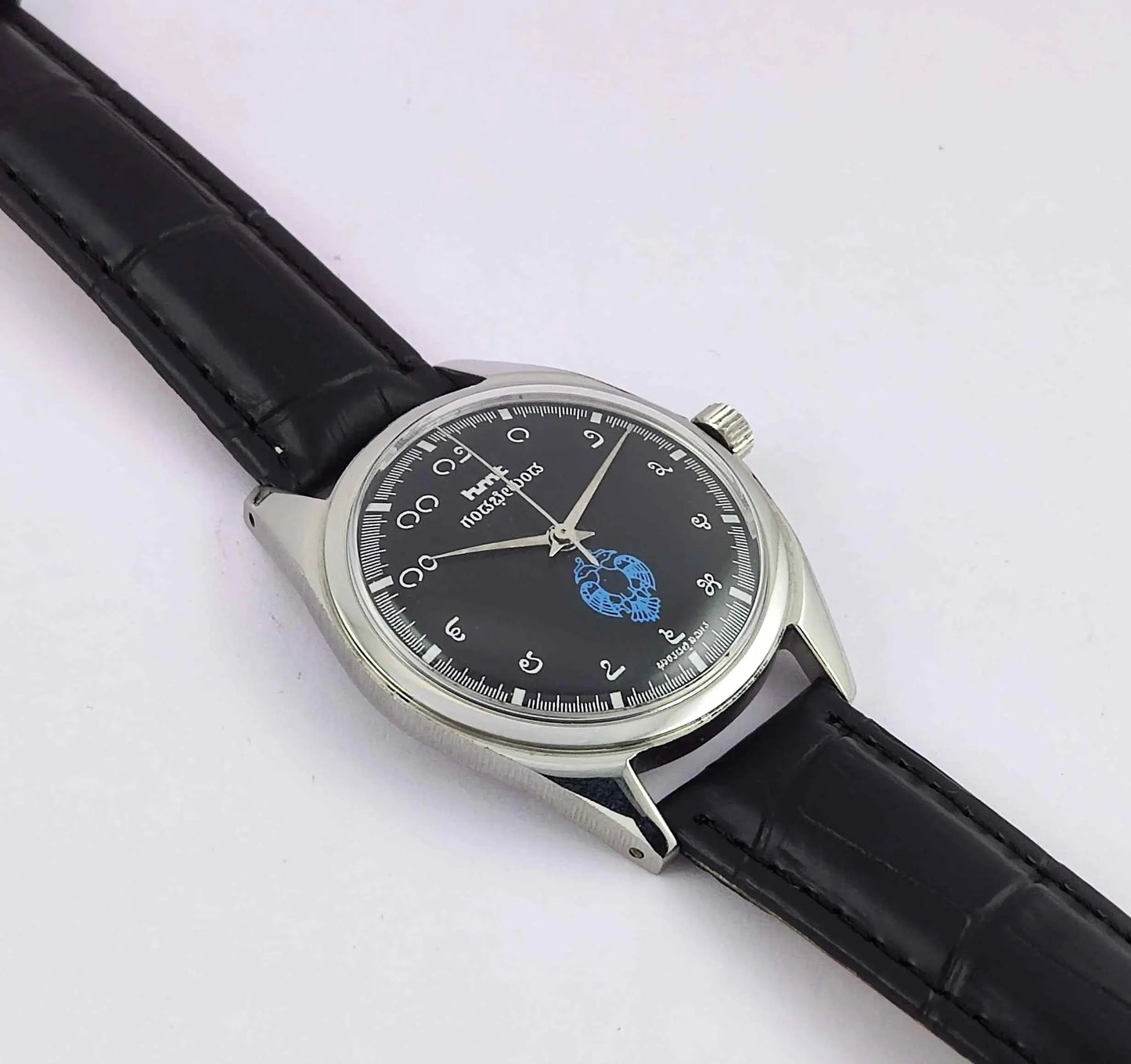 HMT Gandaberunda Kannada Numerals Black Dial 17 Jewels Handwinding Men's Watch 0231 Discover-Diamonds