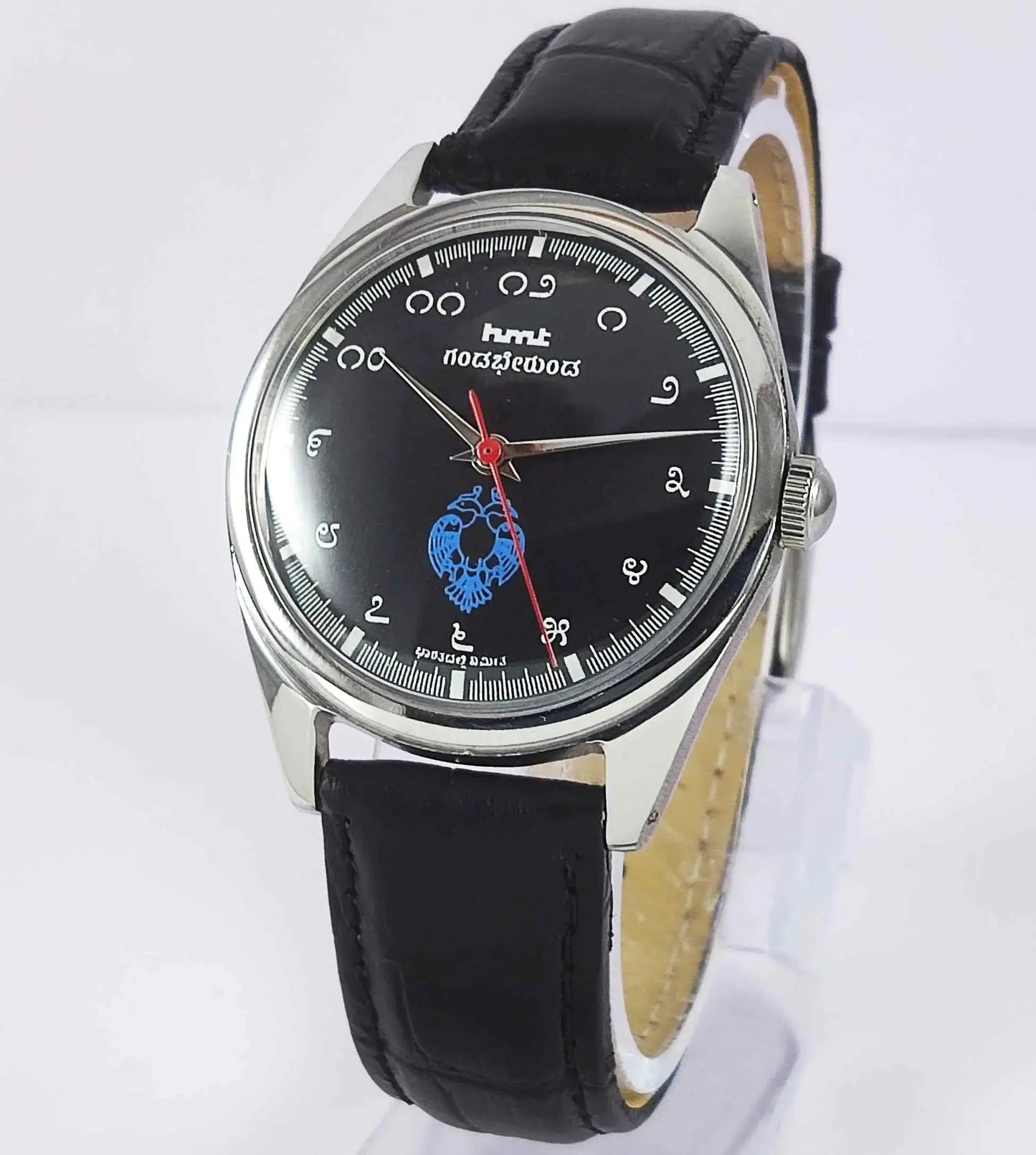 HMT Gandaberunda Kannada Numerals Black Dial 17 Jewels Handwinding Men's Watch 0231 Discover-Diamonds