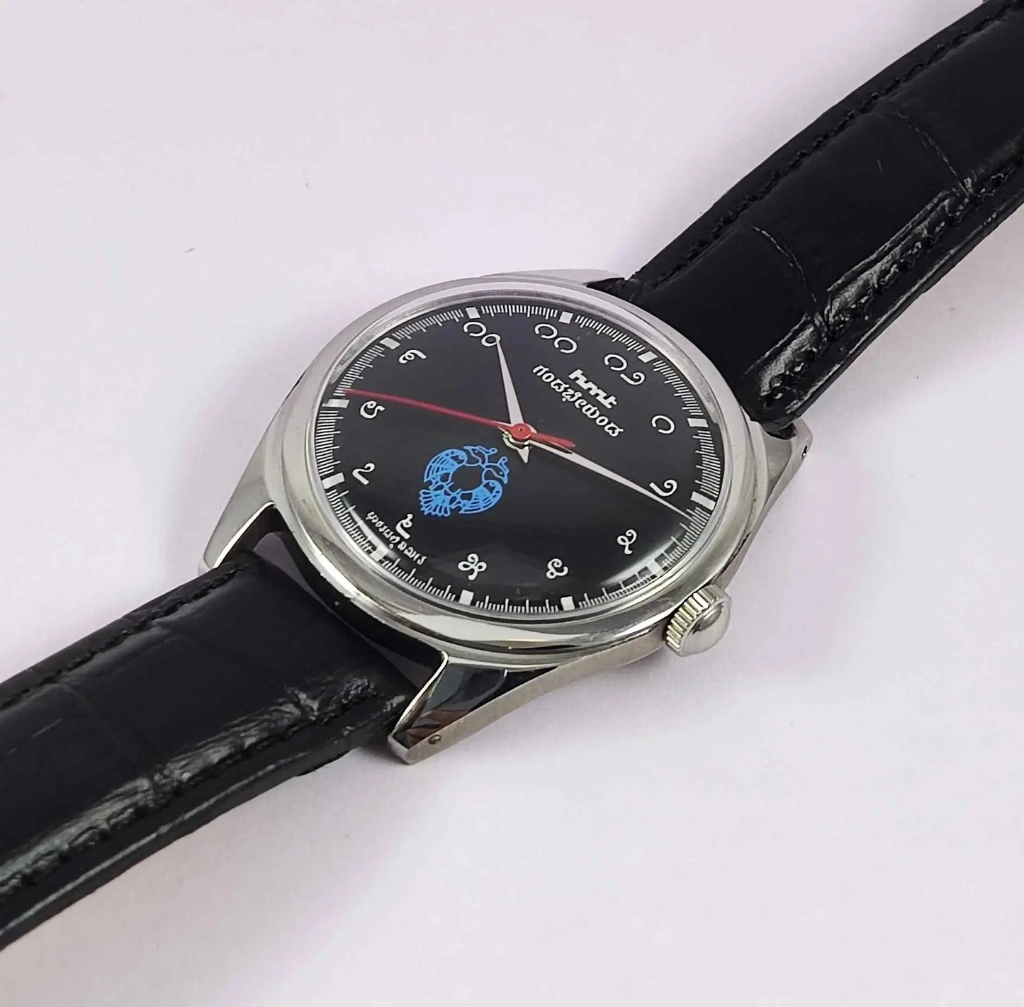 HMT Gandaberunda Kannada Numerals Black Dial 17 Jewels Handwinding Men's Watch 0231 Discover-Diamonds