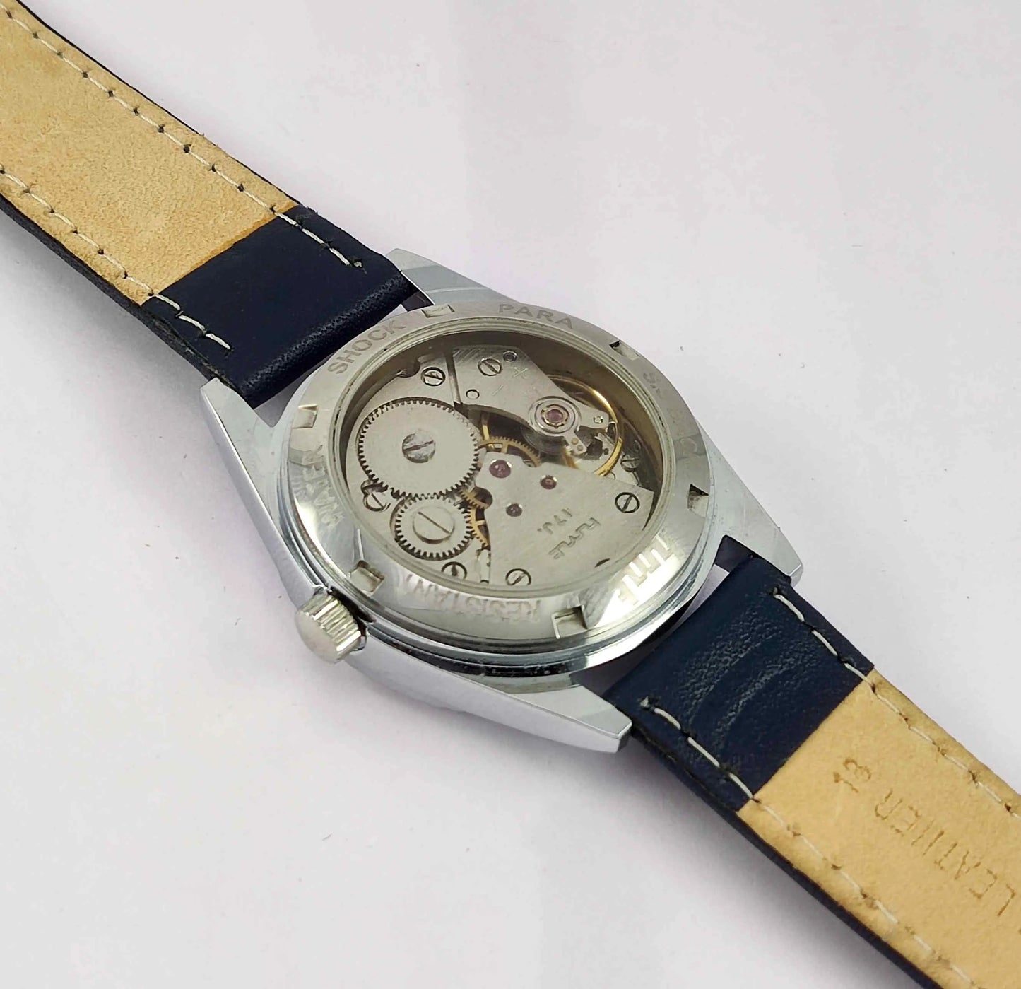 HMT Himalaya Para Shock 17 Jewels White Dial Transparent Back Mechanical Handwinding Men's Watch 0231 Discover-Diamonds