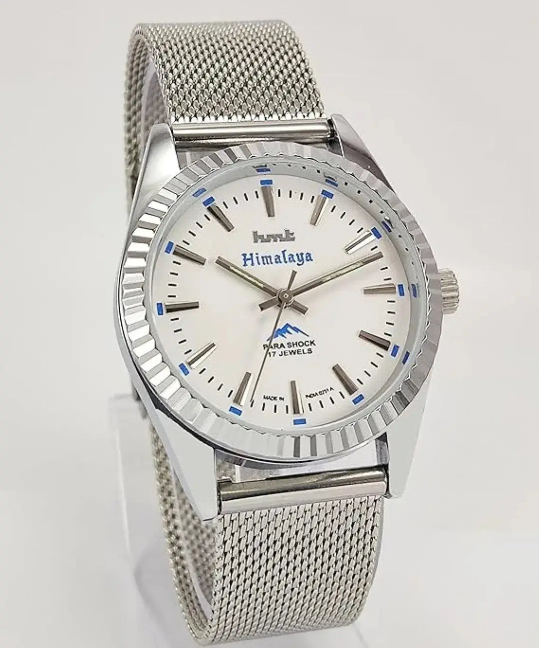 HMT Himalaya Para Shock 17 Jewels White Dial Mechanical Hand winding Men's Wrist Watch Discover-Diamonds
