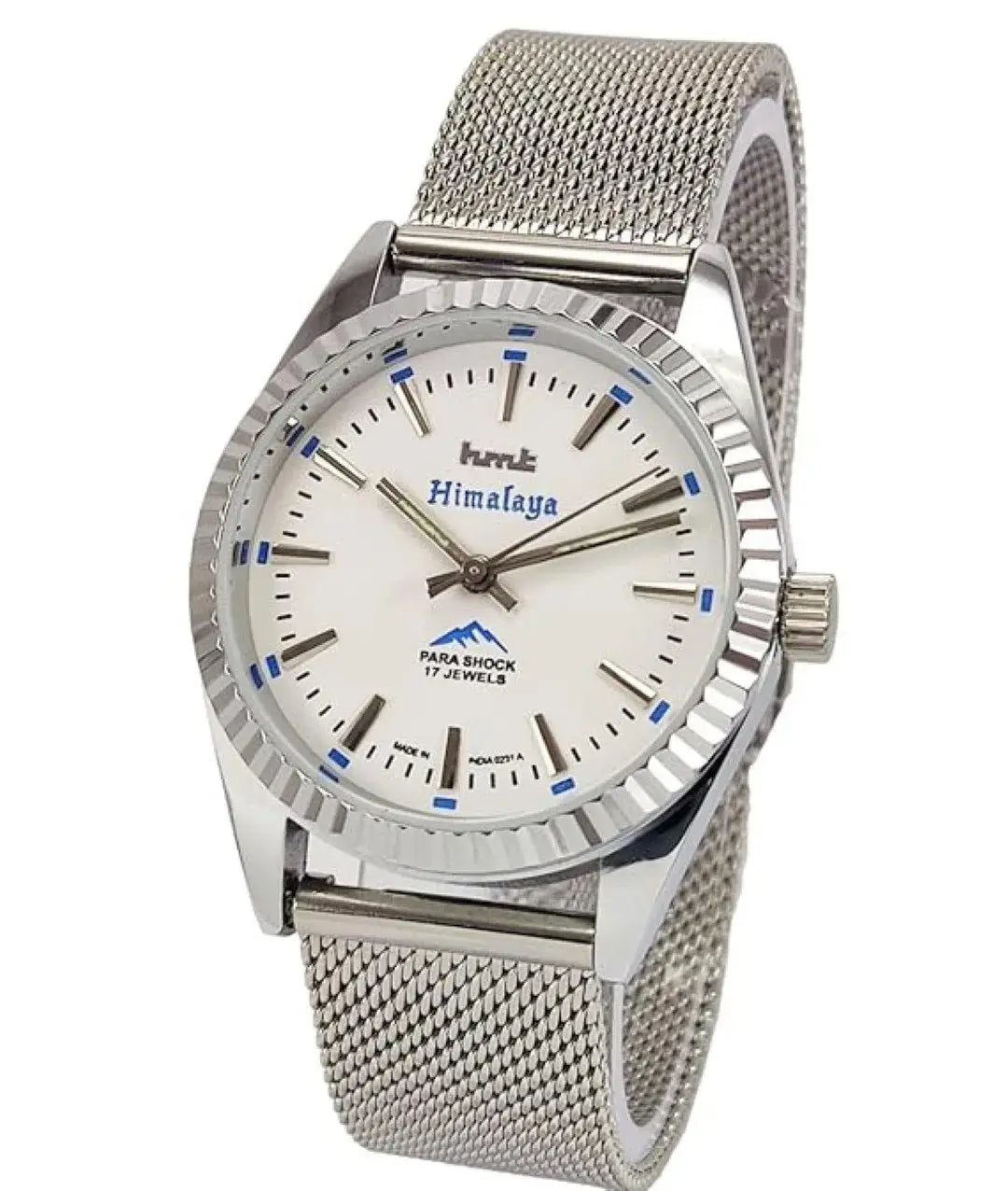 HMT Himalaya Para Shock 17 Jewels White Dial Mechanical Hand winding Men's Wrist Watch Discover-Diamonds