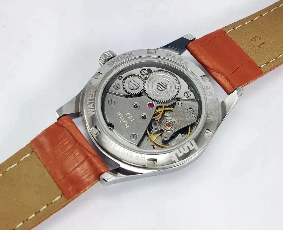 HMT Janata Blue Devanagari Dial 17 Jewels Transparent Back Mechanical Handwinding Men Wrist Watch 0231 Discover-Diamonds