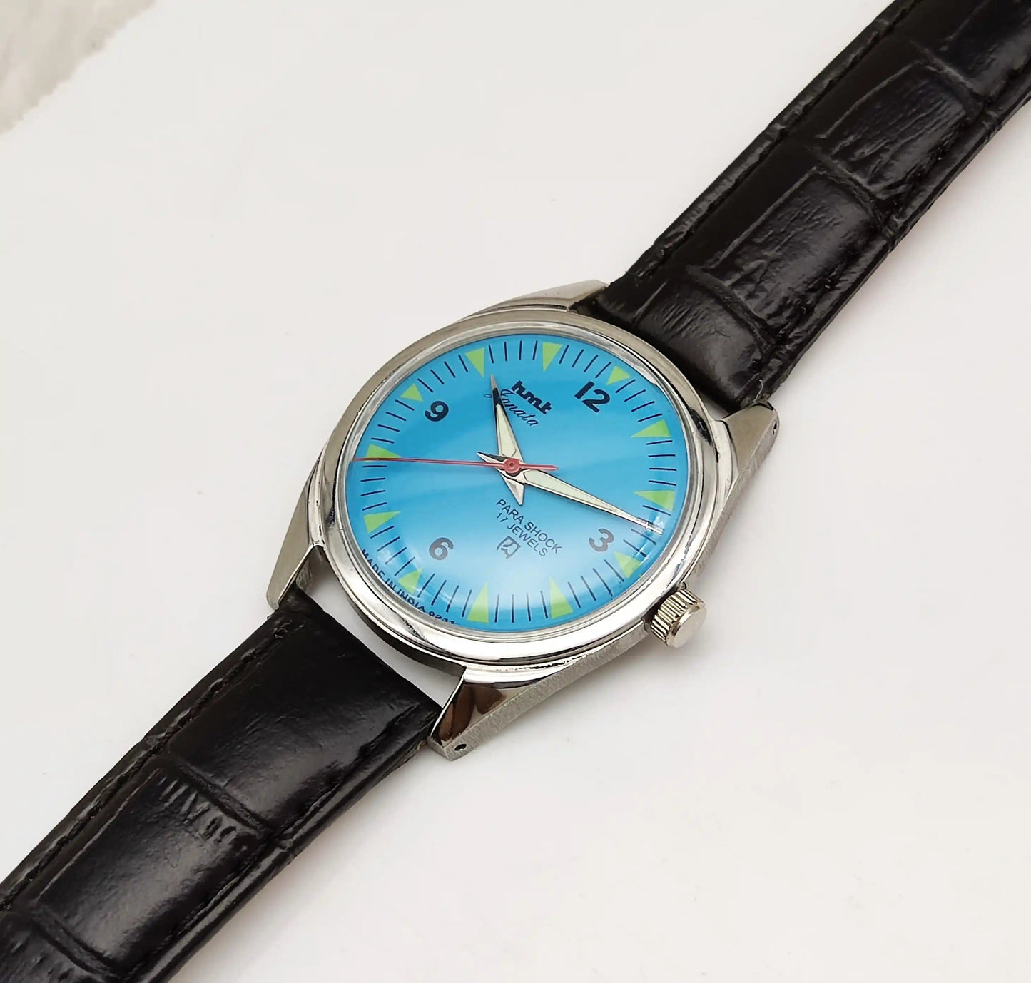 HMT Janata English Font Sky Blue Dail 17 Jewels Mechanical Handwinding 0231 Discover-Diamonds Physical