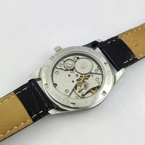 HMT Janata Para Shock 17 Jewels Maroon Dial Transparent Back Mechanical Handwinding Men's Wrist Watch 0231 Discover-Diamonds