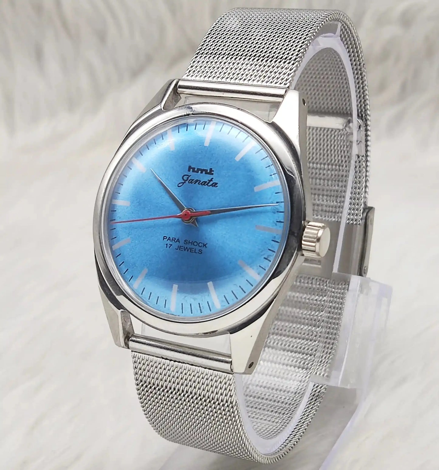 HMT Janata Para Shock 17 Jewels Sky Blue Dial Stick Indices Handwinding Watch