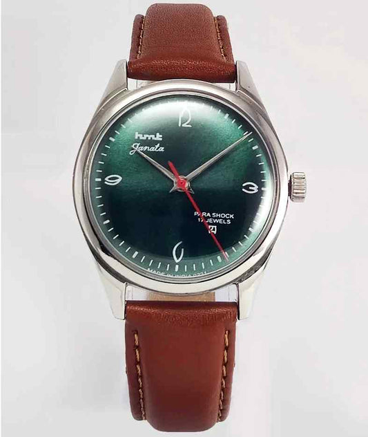HMT Janata Para Shock 17 Jewels Green Dial Handwinding Men's Watch 0231 Discover-Diamonds