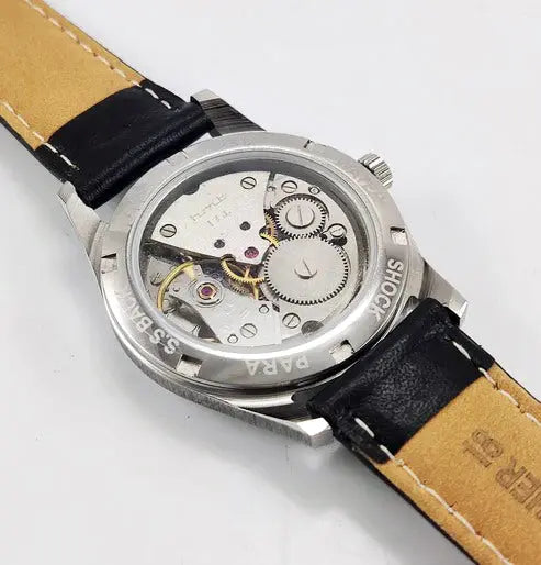 HMT Janata White Arabic Dial Para Shock 17 Jewels Transparent Back Mechanical Handwinding Men's Wrist Watch 0231 Discover-Diamonds