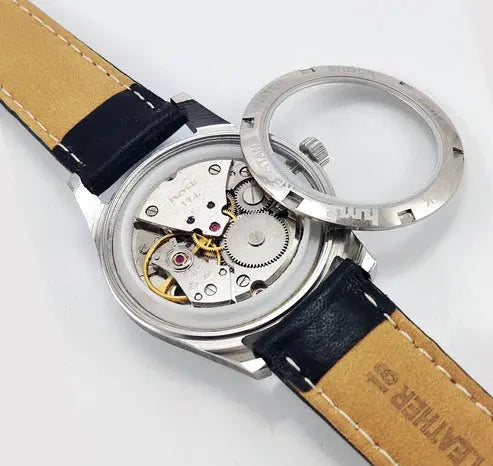HMT Janata White Arabic Dial Para Shock 17 Jewels Transparent Back Mechanical Handwinding Men's Wrist Watch 0231 Discover-Diamonds