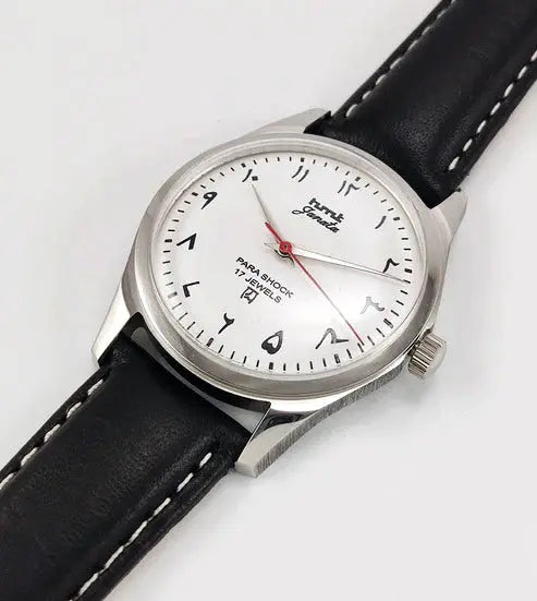 HMT Janata White Arabic Dial Para Shock 17 Jewels Transparent Back Mechanical Handwinding Men's Wrist Watch 0231 Discover-Diamonds