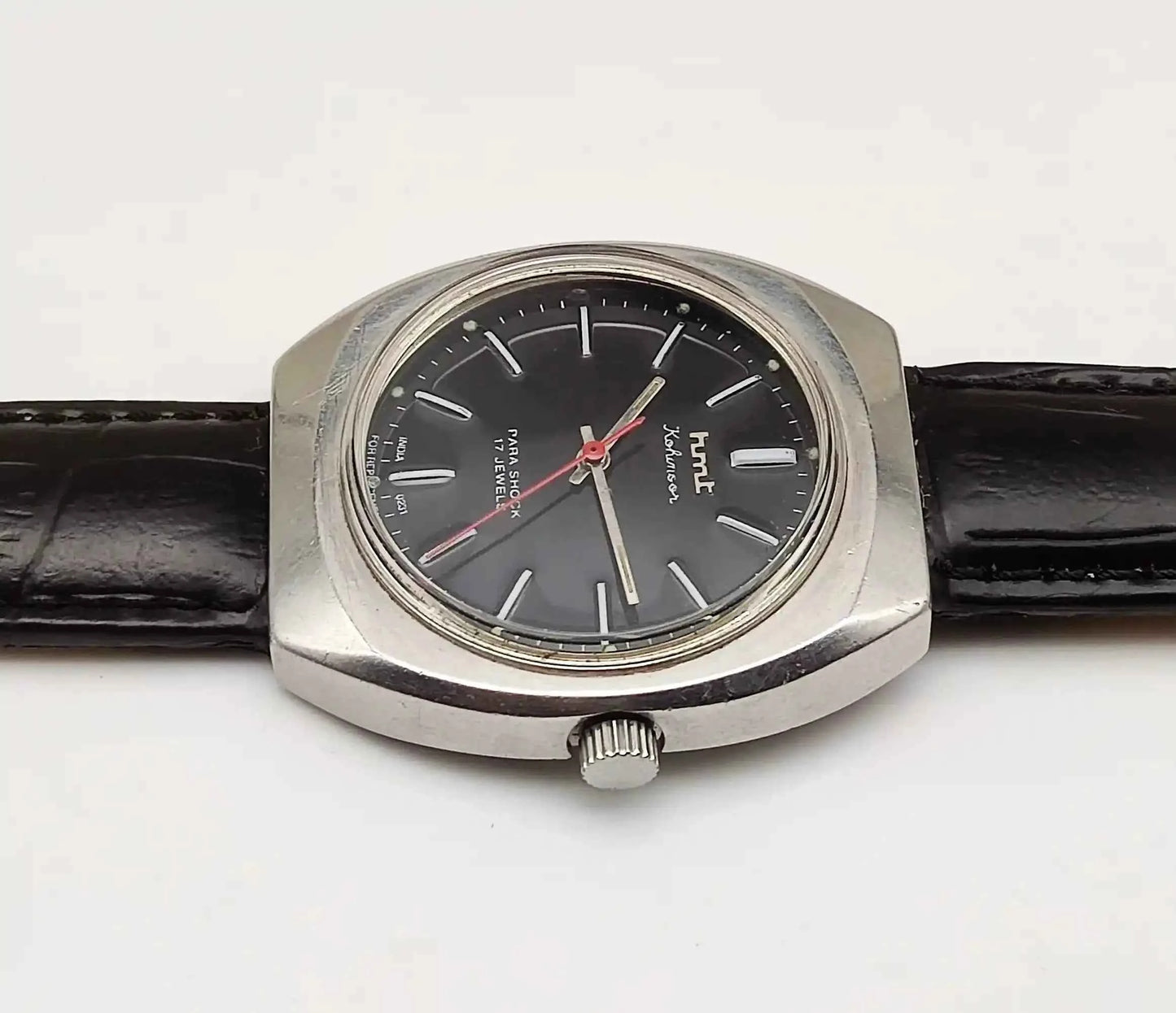 HMT Kohinoor 17 Jewels Black Dial Handwinding Stick Indices Watch