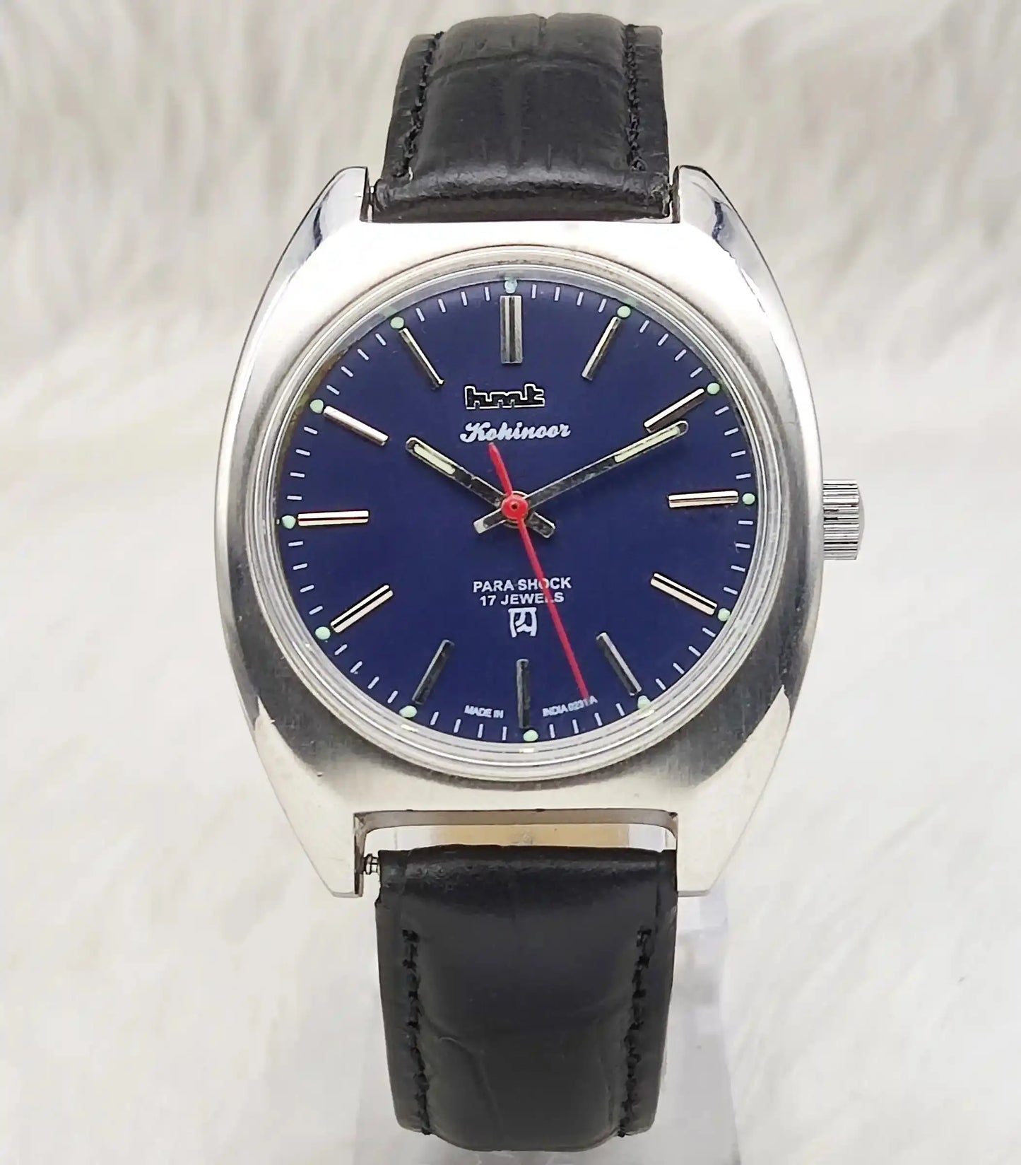 HMT Kohinoor Blue Stick Indices Dial Para Shock 17 Jewels Handwinding Watch